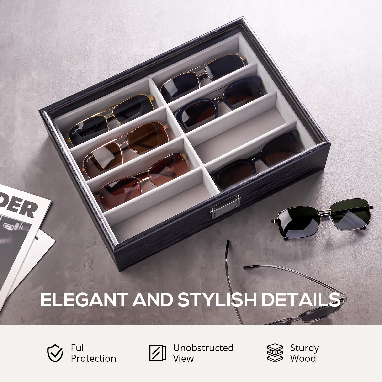 Foto 4 | Organizador De Gafas De Sol Procase De Madera Para Hombre Y Mujer - Venta Internacional.