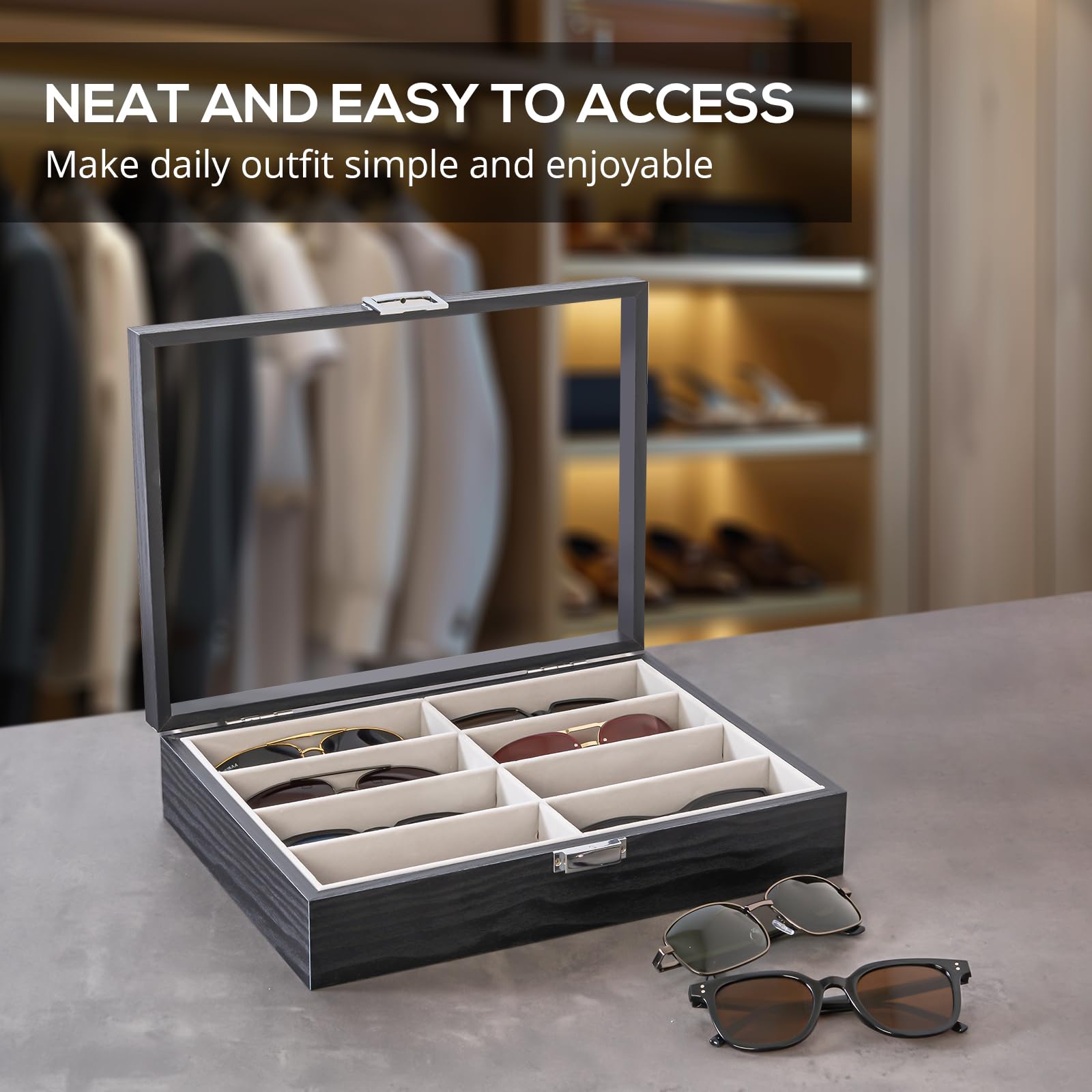 Foto 6 pulgar | Organizador De Gafas De Sol Procase De Madera Para Hombre Y Mujer - Venta Internacional.