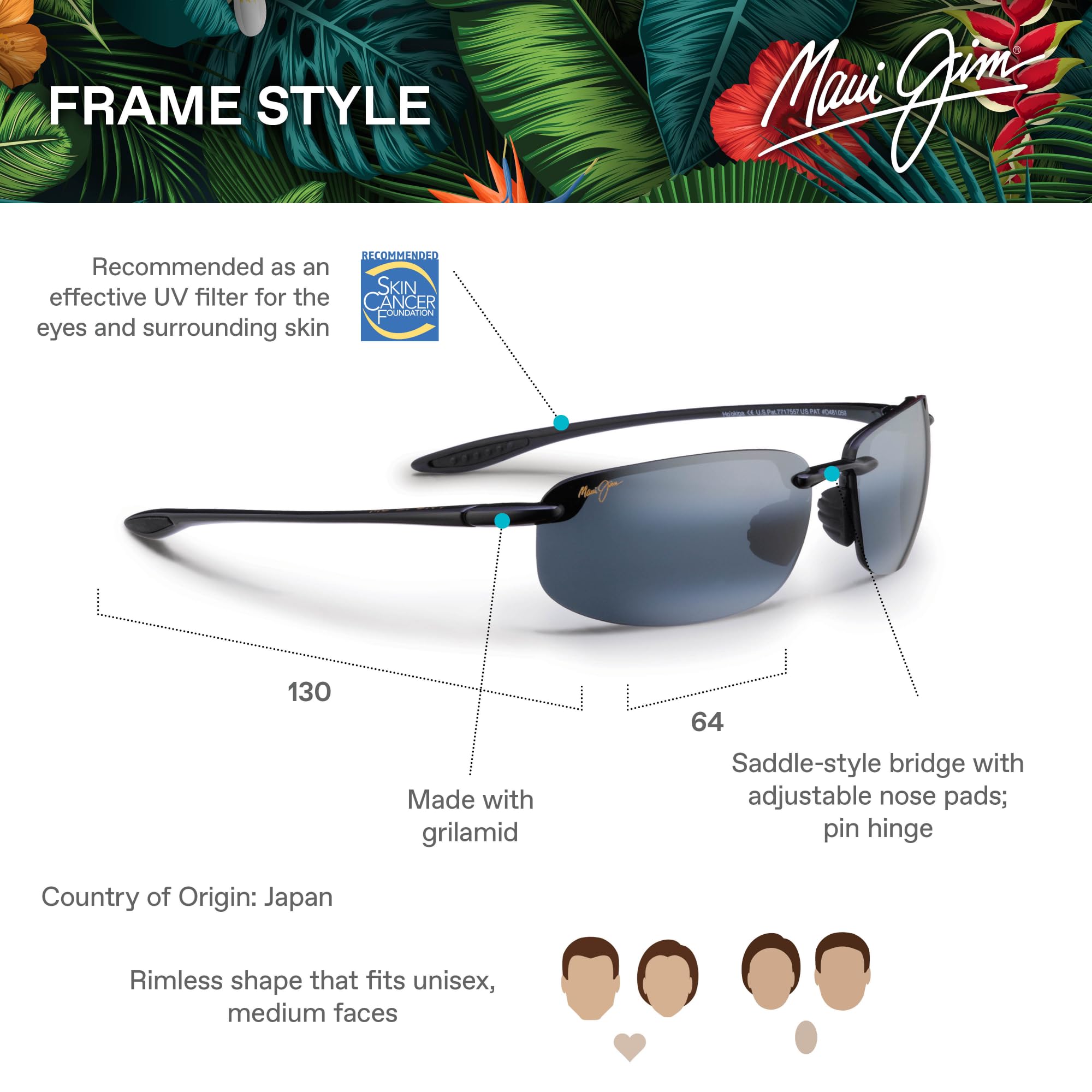 Foto 7 pulgar | Gafas De Sol Maui Jim Hookipa Polarizadas Sin Montura Negro/gris - Venta Internacional.