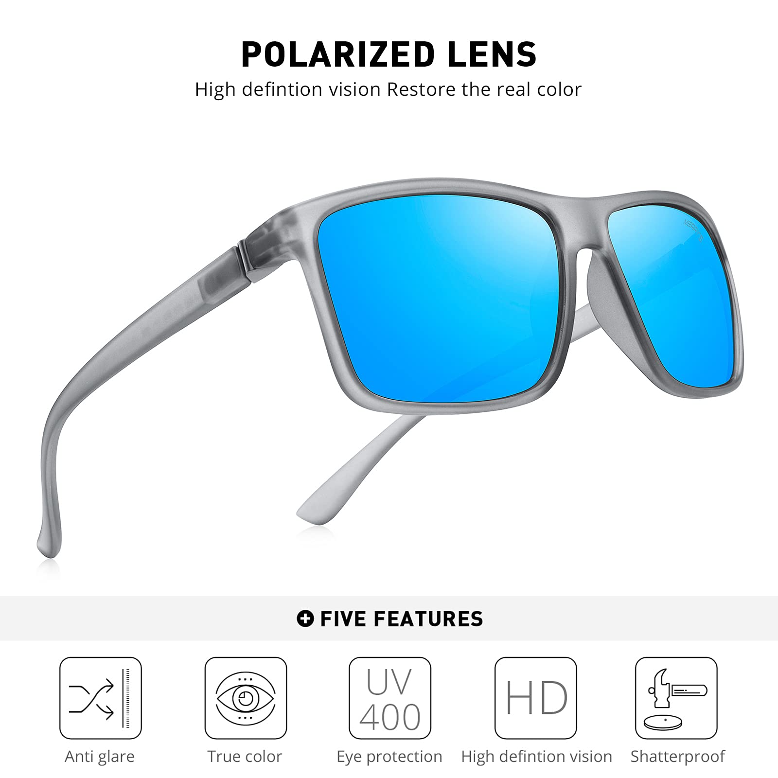 Foto 5 | Gafas De Sol Merry's Rectangulares Polarizadas Uv400 S8225 Para Hombre Y Mujer - Venta Internacional.