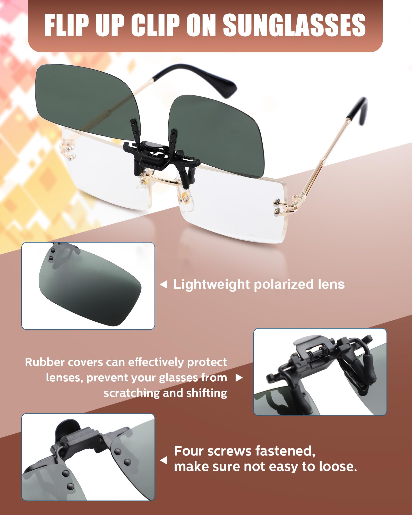 Foto 3 | Gafas De Sol Frienda Con Clip, Polarizadas, 5 Pares, Antideslumbrantes - Venta Internacional.