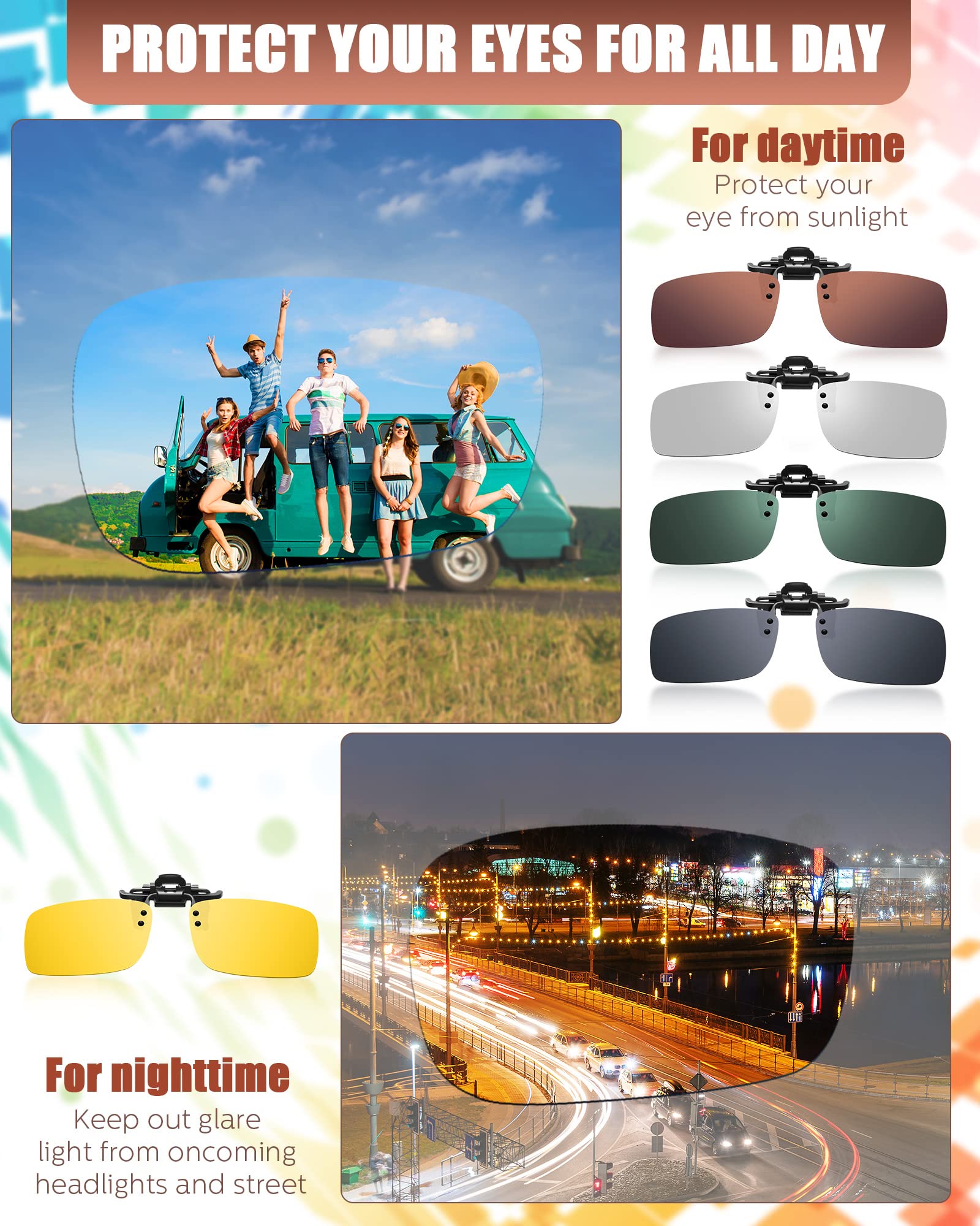 Foto 5 pulgar | Gafas De Sol Frienda Con Clip, Polarizadas, 5 Pares, Antideslumbrantes - Venta Internacional.