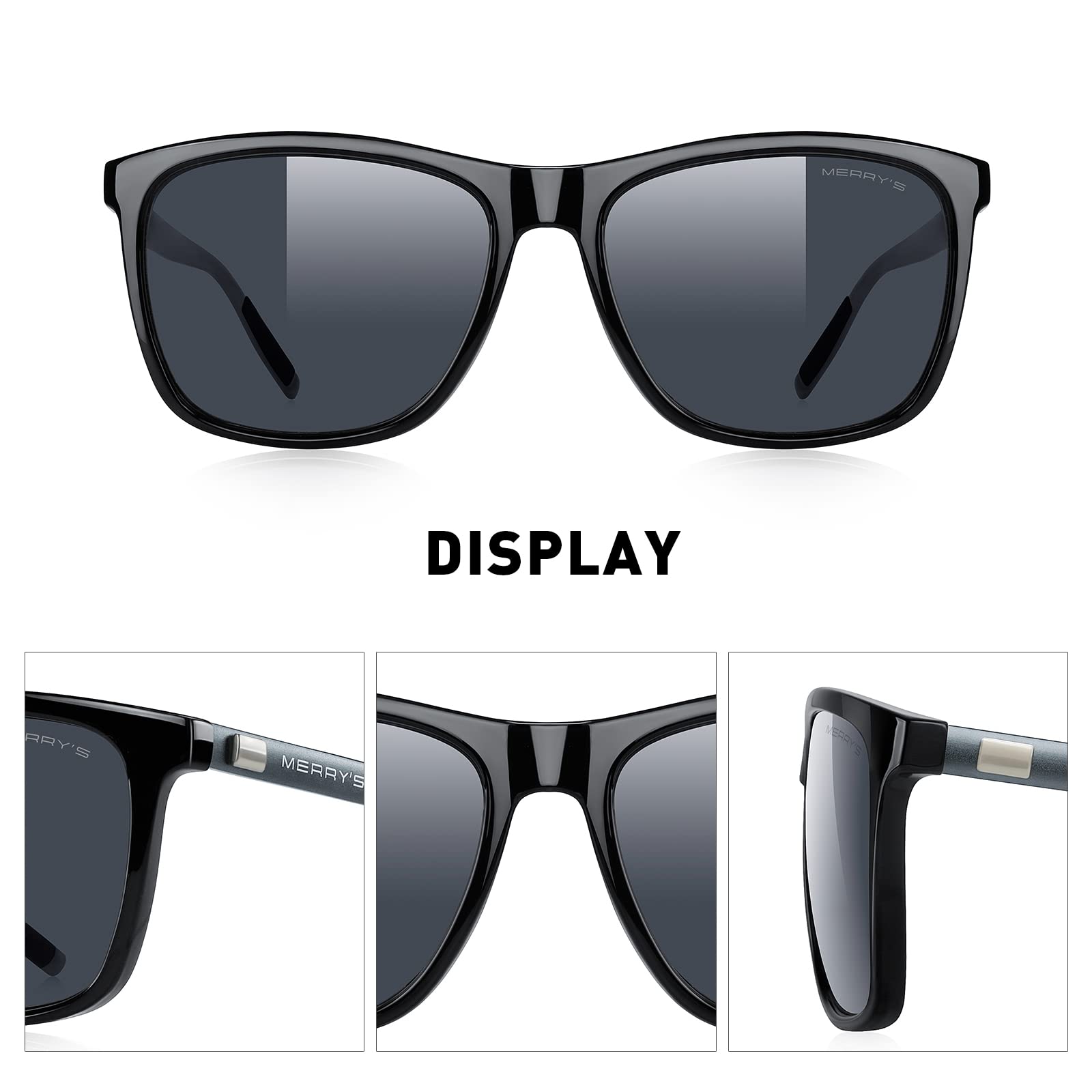 Foto 4 pulgar | Gafas De Sol Merry's Unisex De Aluminio Polarizado S8286 Negras De 56 Mm - Venta Internacional.