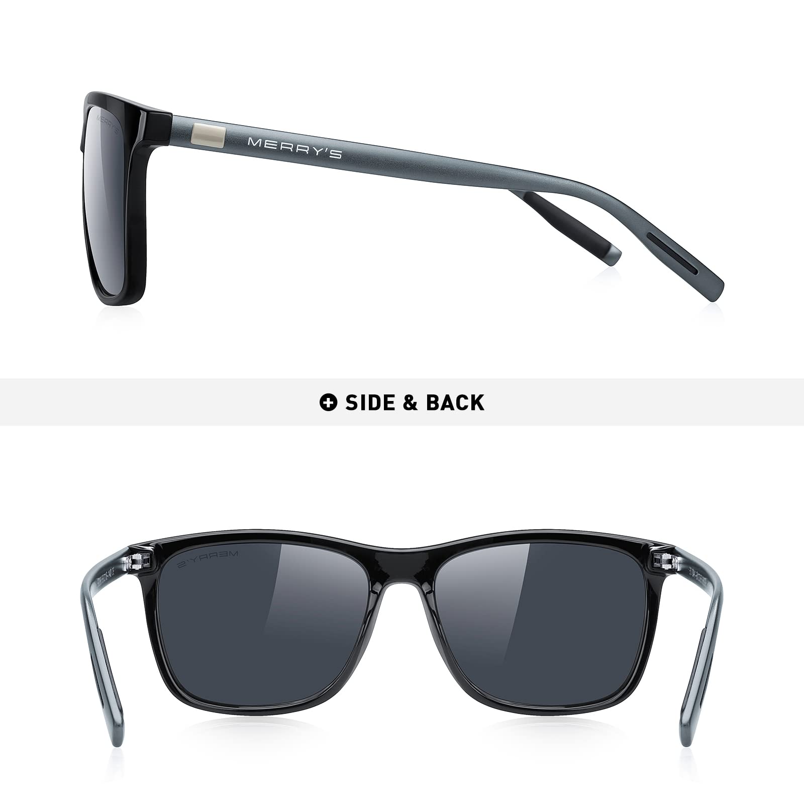 Foto 5 pulgar | Gafas De Sol Merry's Unisex De Aluminio Polarizado S8286 Negras De 56 Mm - Venta Internacional.