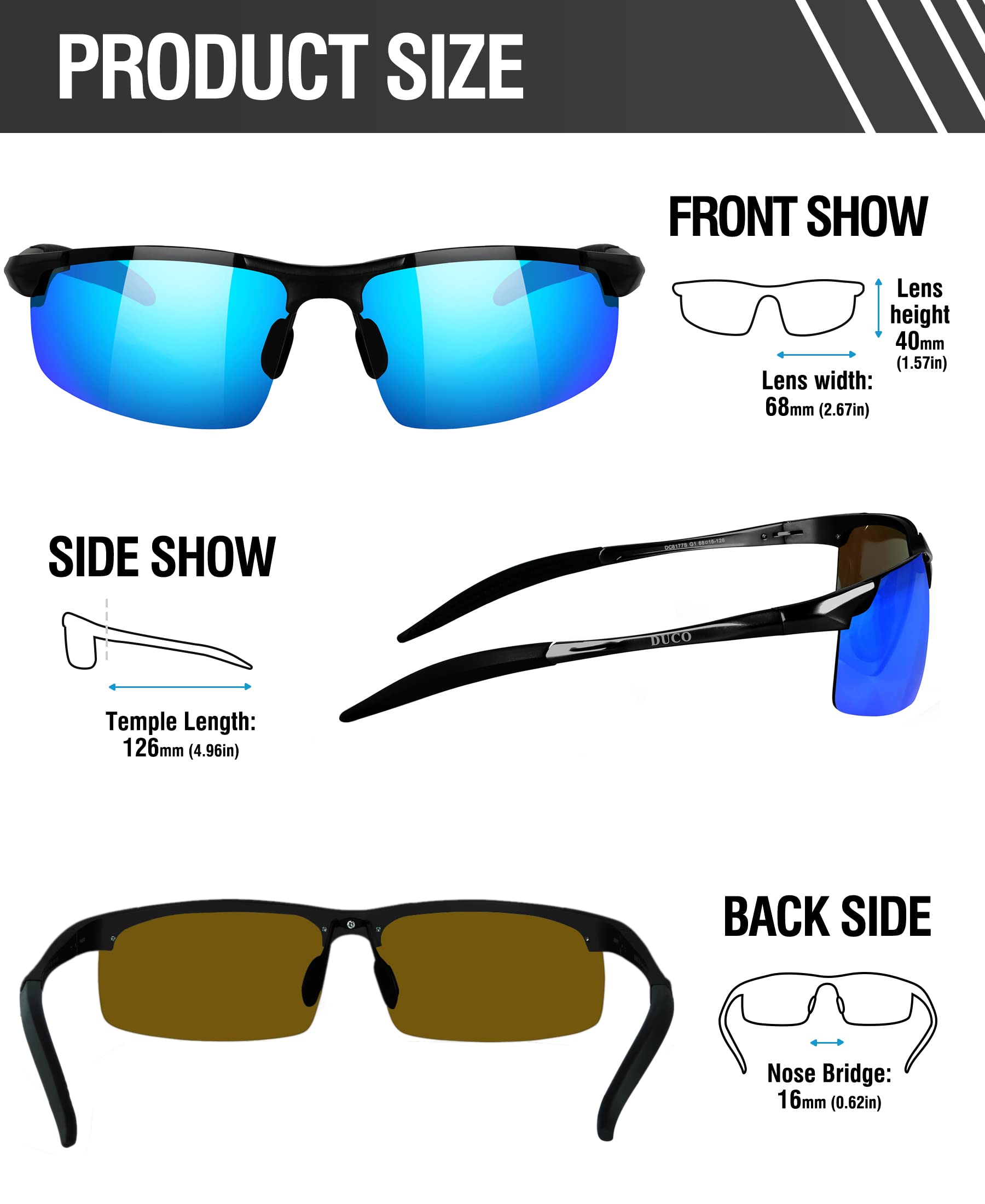 Foto 2 | Gafas De Sol Polarizadas Duco 8177s Para Hombre Con Protección Uv400 - Venta Internacional.
