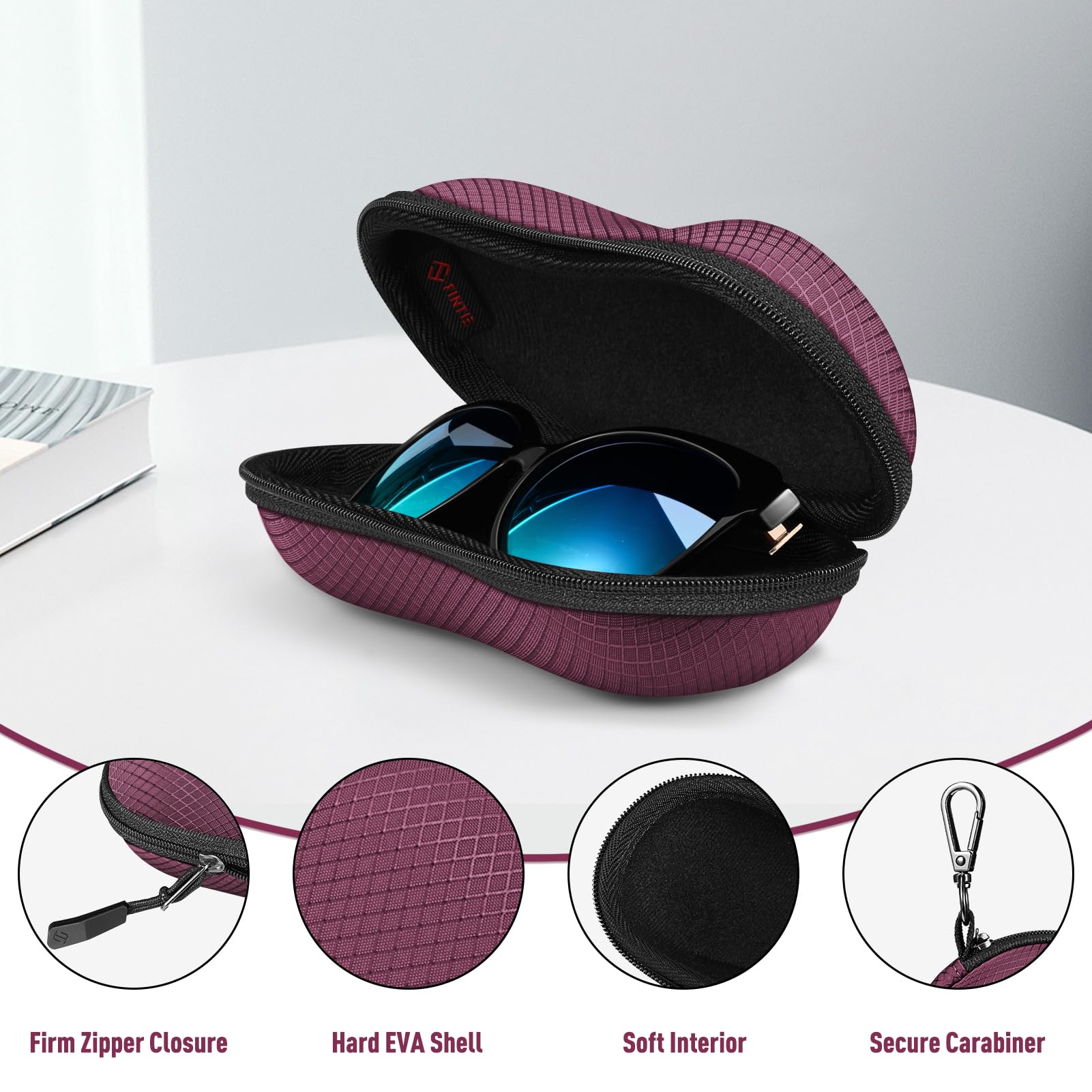 Foto 3 pulgar | Funda Para Gafas De Sol Fintie Hard Eva Shell A Prueba De Golpes, Color Morado Oscuro - Venta Internacional.