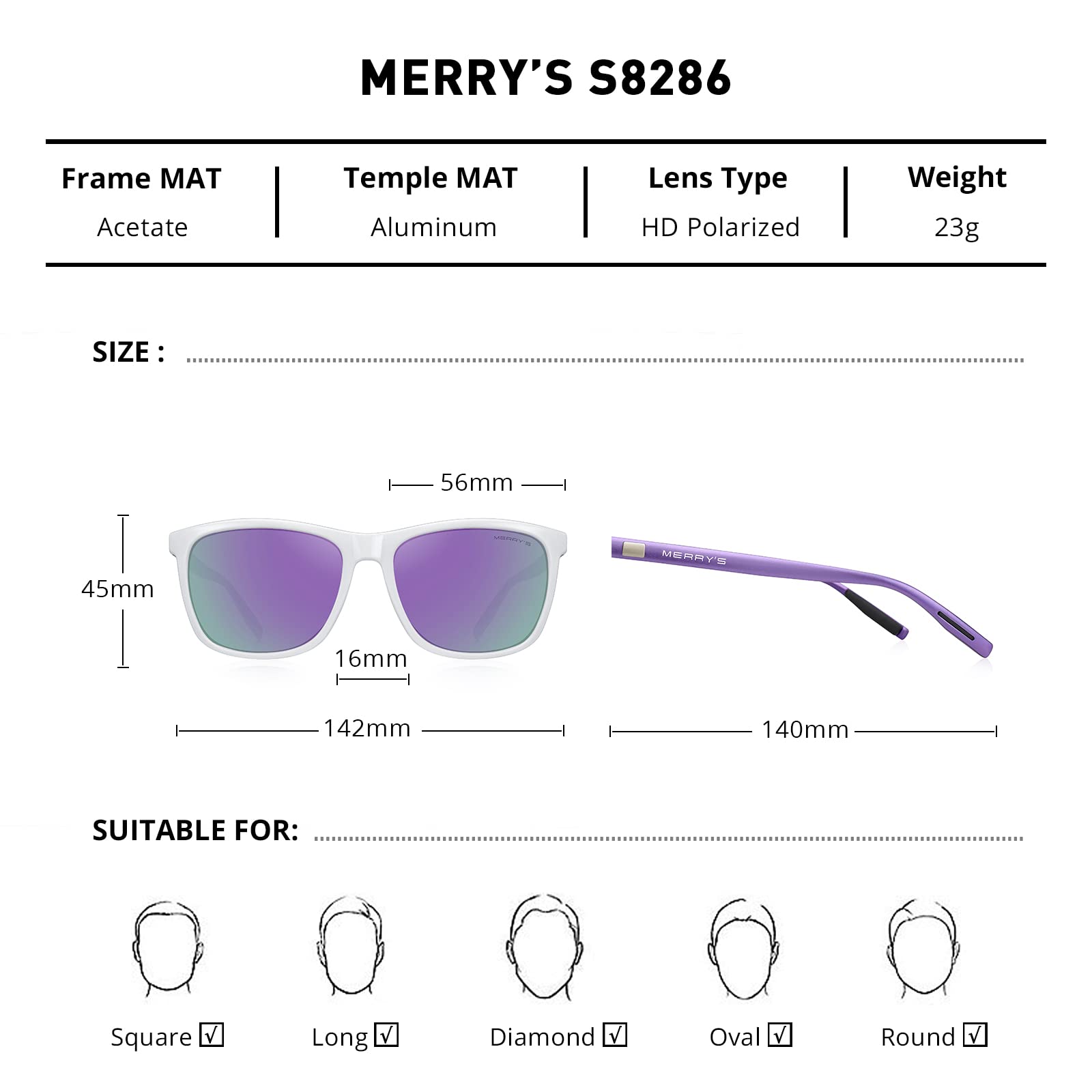 Foto 3 pulgar | Gafas De Sol Merry's Unisex De Aluminio Polarizado S8286 - Venta Internacional.