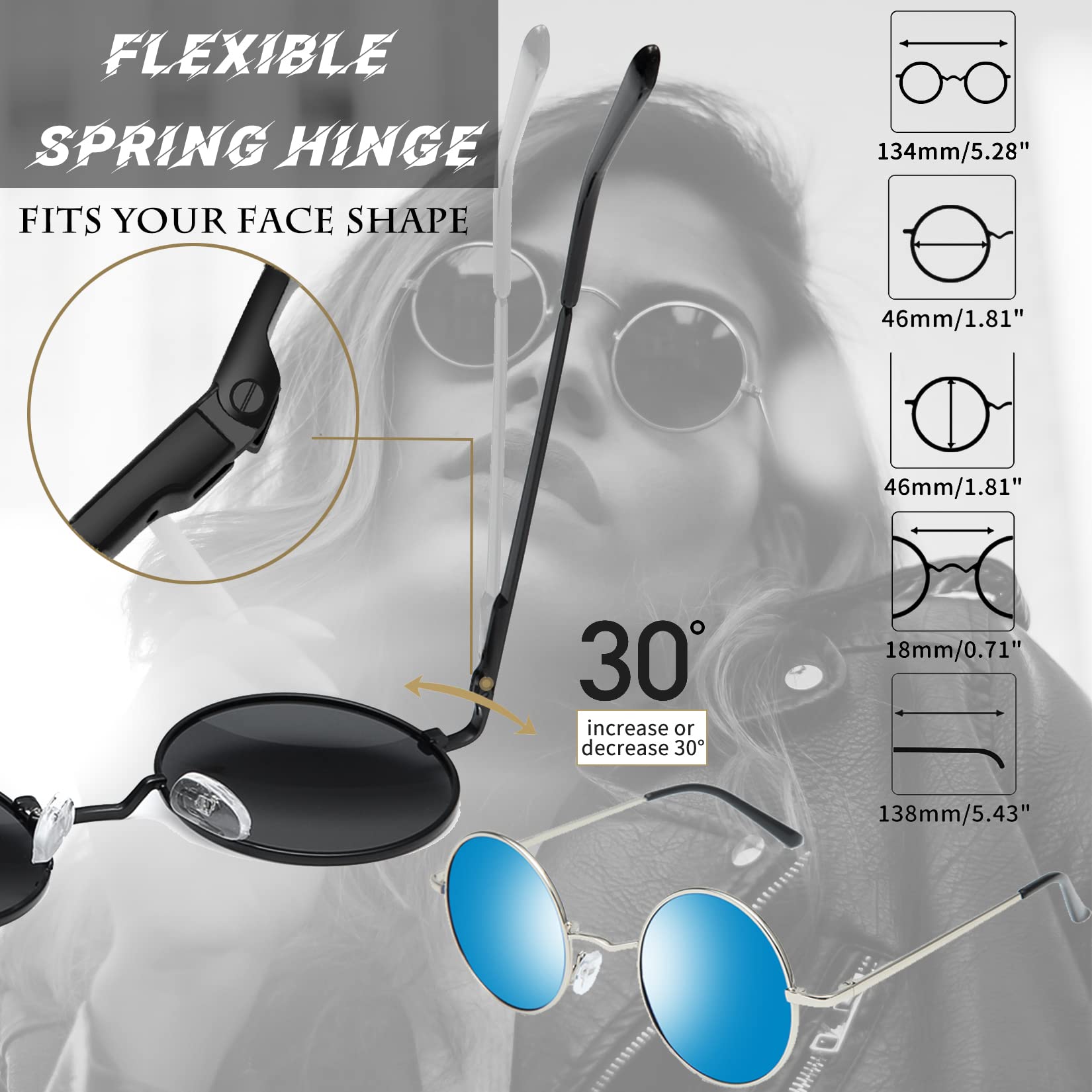 Foto 4 pulgar | Gafas De Sol Joopin Small Round Circle Polarized Uv400 Blue - Venta Internacional.