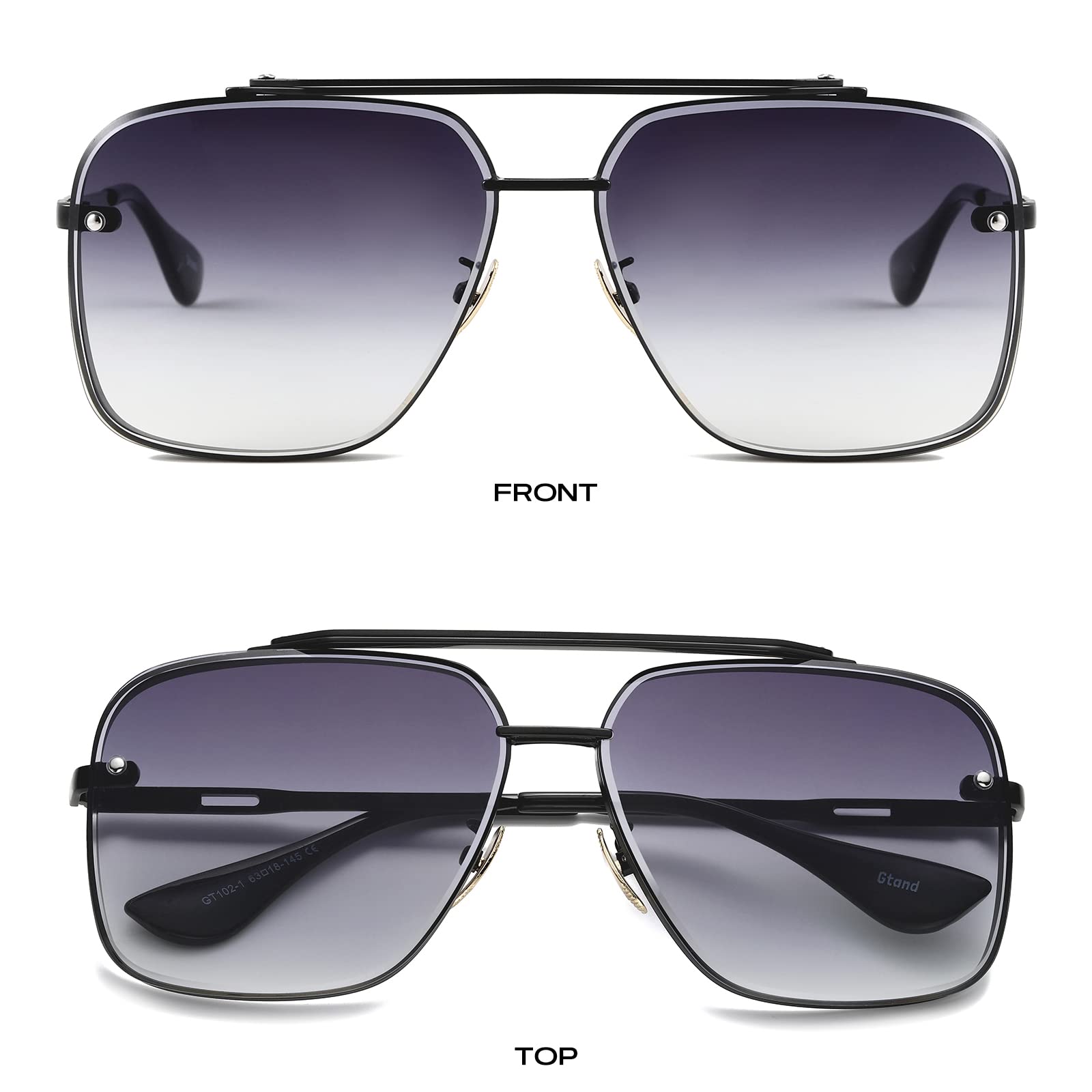 Foto 3 | Gafas De Sol Grand Fashion, Cuadradas, Sobredimensionadas, Estilo Aviador, 63 Mm, Uv400 - Venta Internacional.