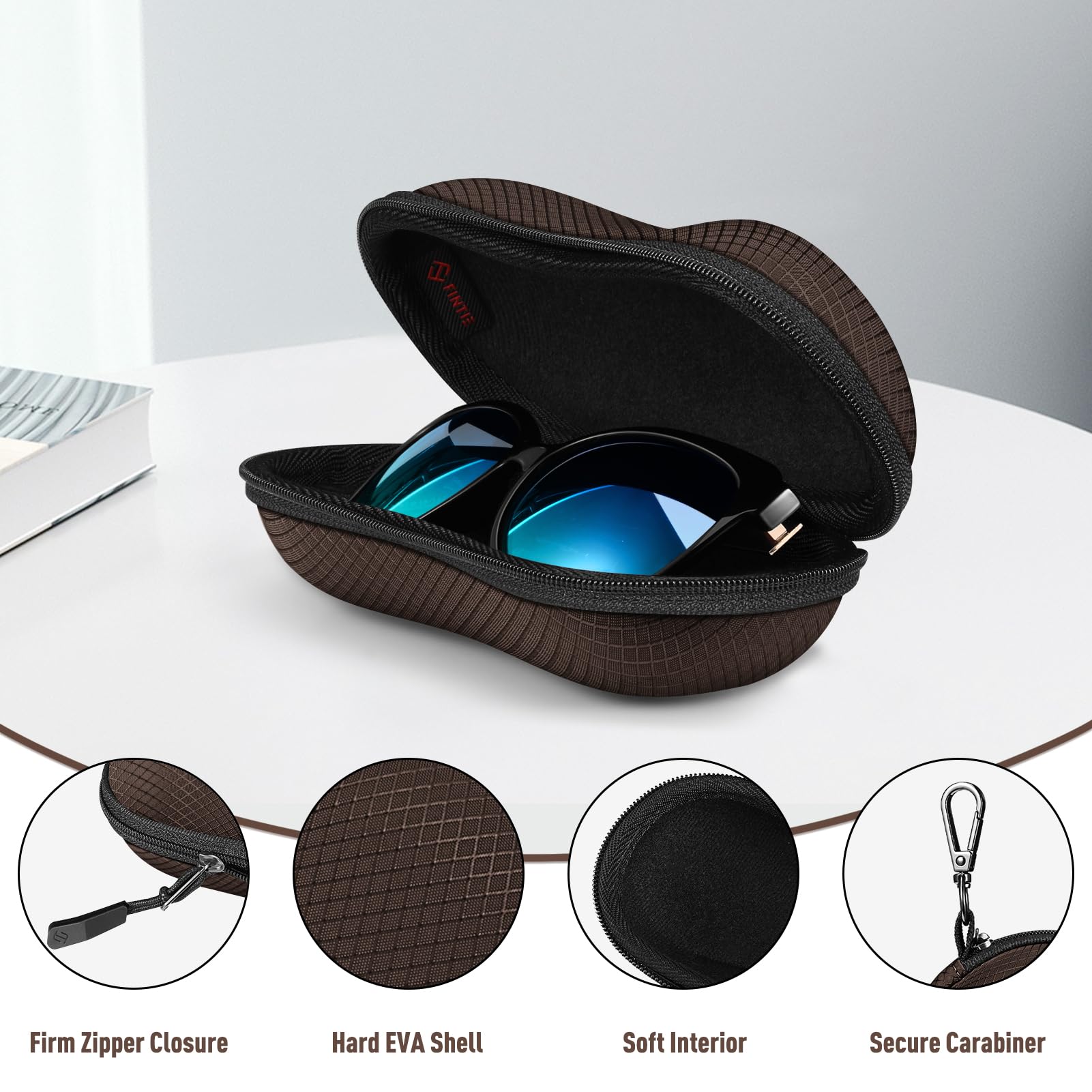 Foto 3 pulgar | Funda Para Gafas De Sol Fintie Hard Eva, A Prueba De Golpes Con Mosquetón - Venta Internacional.