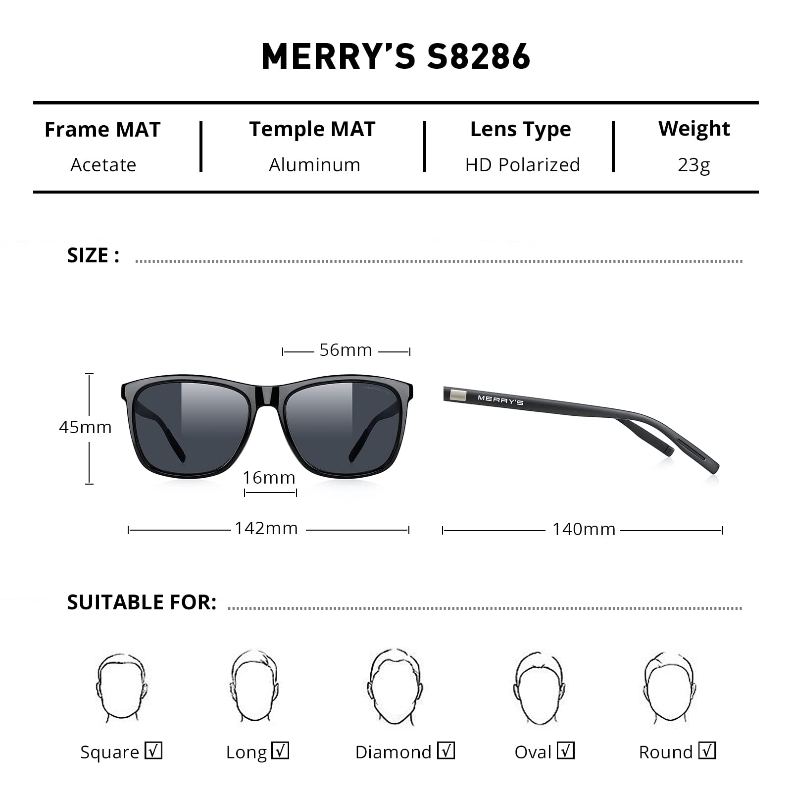 Foto 3 pulgar | Gafas De Sol Merry's Unisex De Aluminio Polarizado S8286 - Venta Internacional.