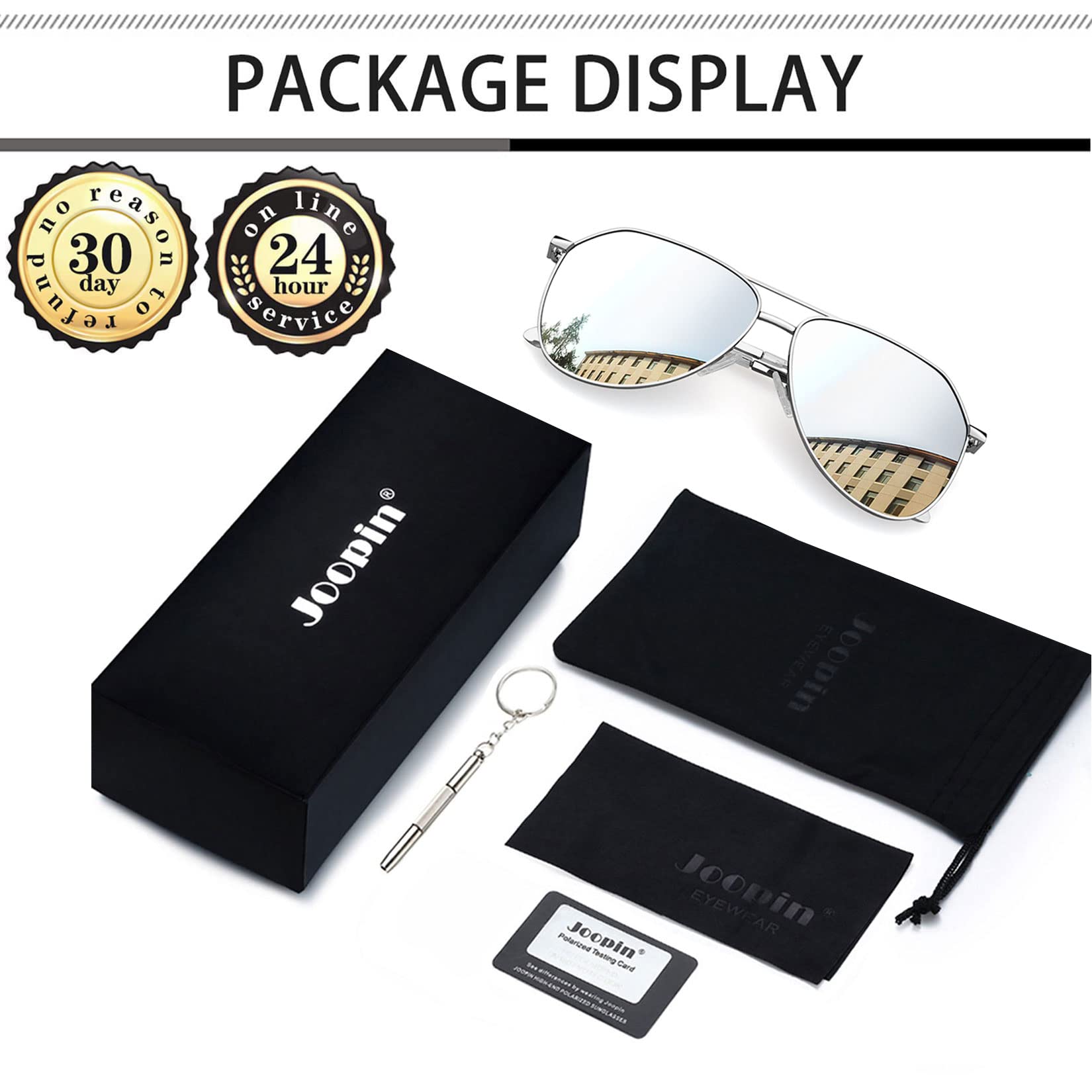 Foto 7 pulgar | Gafas De Sol Joopin Oversized Silver Aviation Polarized Uv400 - Venta Internacional.