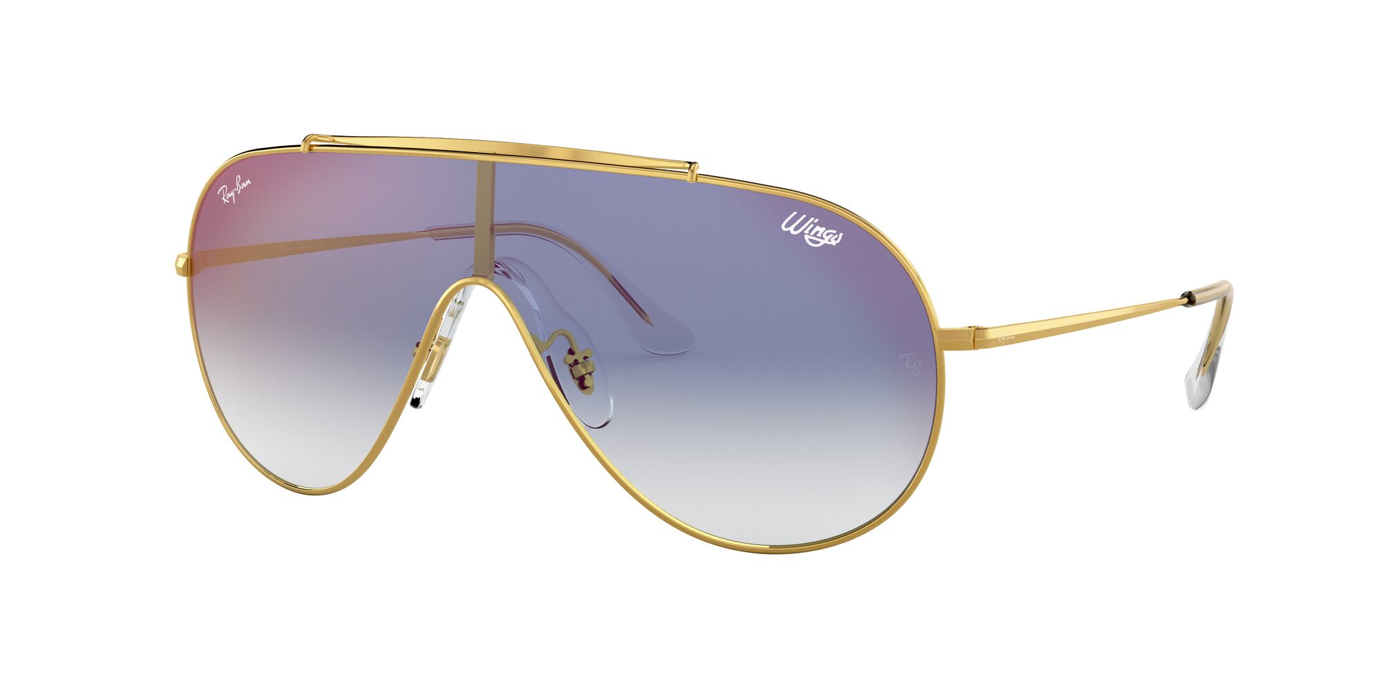 Foto 3 pulgar | Lente De Sol Ray-ban Wings Clear Gradient Blue Mirror Red