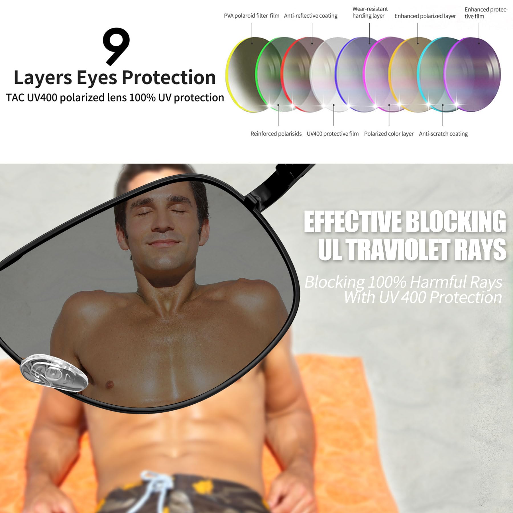 Foto 4 | Gafas De Sol Joopin Rectangulares Polarizadas Al-mg Con Montura Metálica Para Hombre - Venta Internacional.
