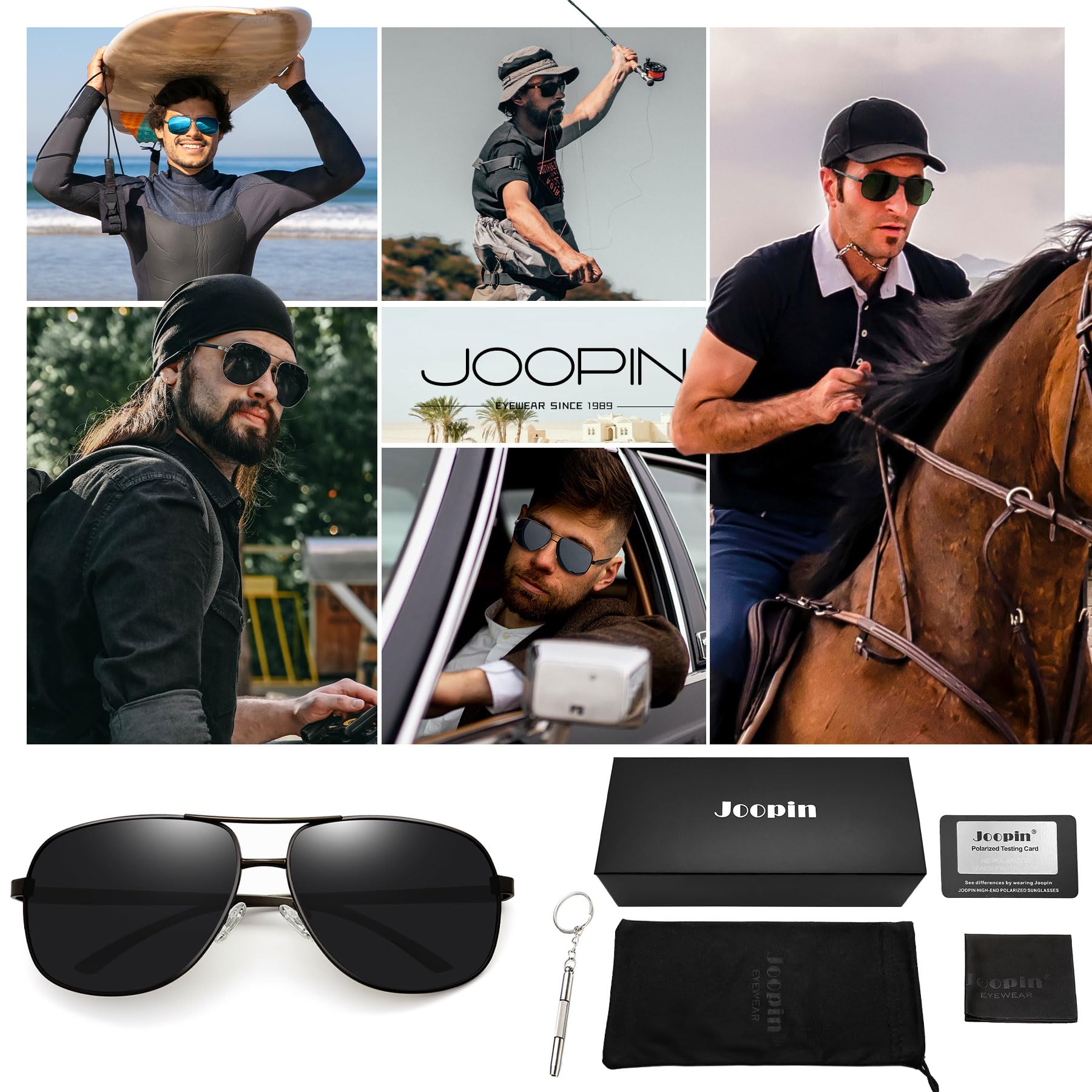 Foto 7 pulgar | Gafas De Sol Joopin Rectangulares Polarizadas Al-mg Con Montura Metálica Para Hombre - Venta Internacional.