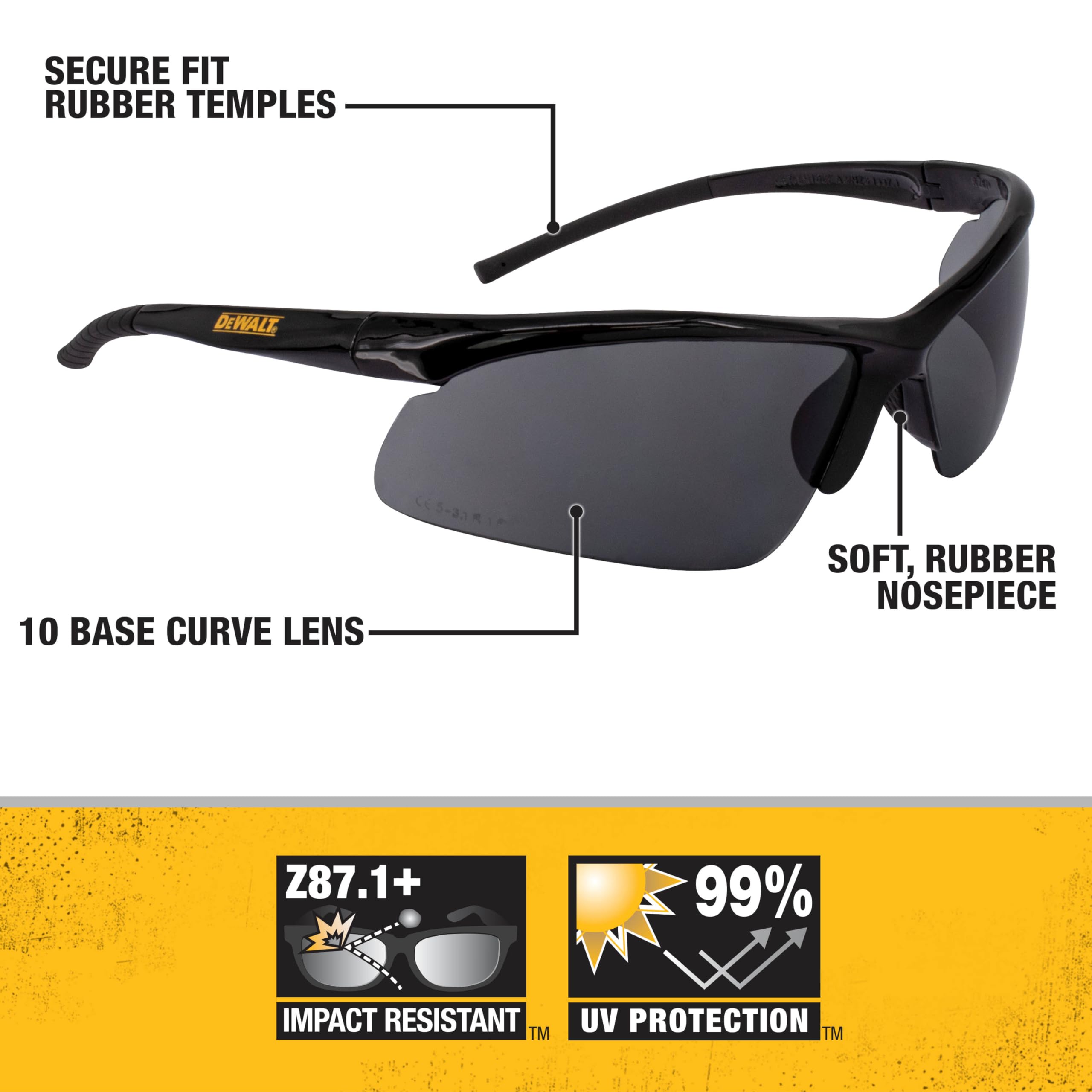 Foto 3 pulgar | Gafas De Seguridad Dewalt Dpg51-2c Radius Smoke 10 Base Curve Lens - Venta Internacional.