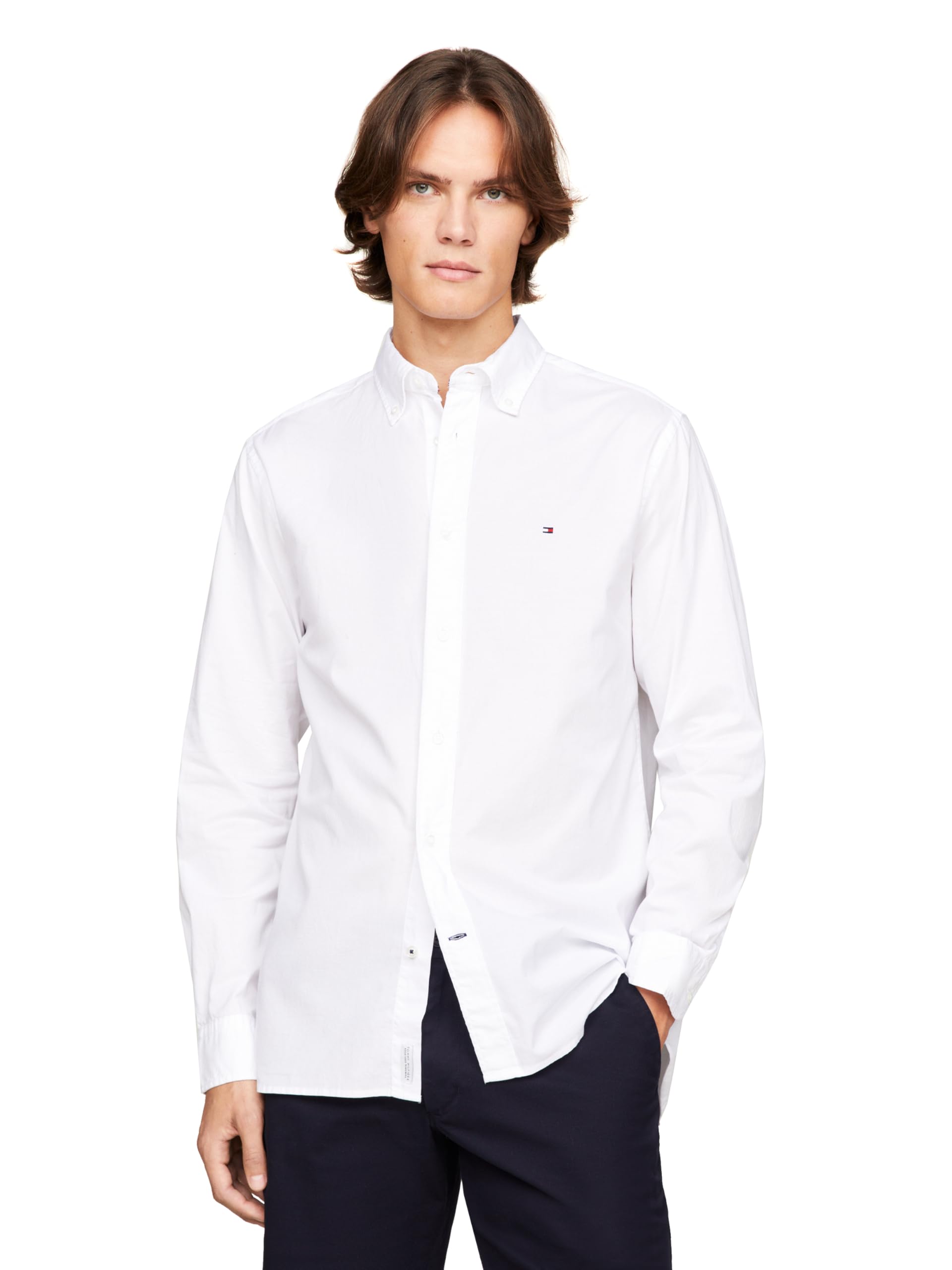 Foto 2 pulgar | Camisa Tommy Hilfiger Flex De Popelina Regular De Manga Larga Blanca - Venta Internacional.