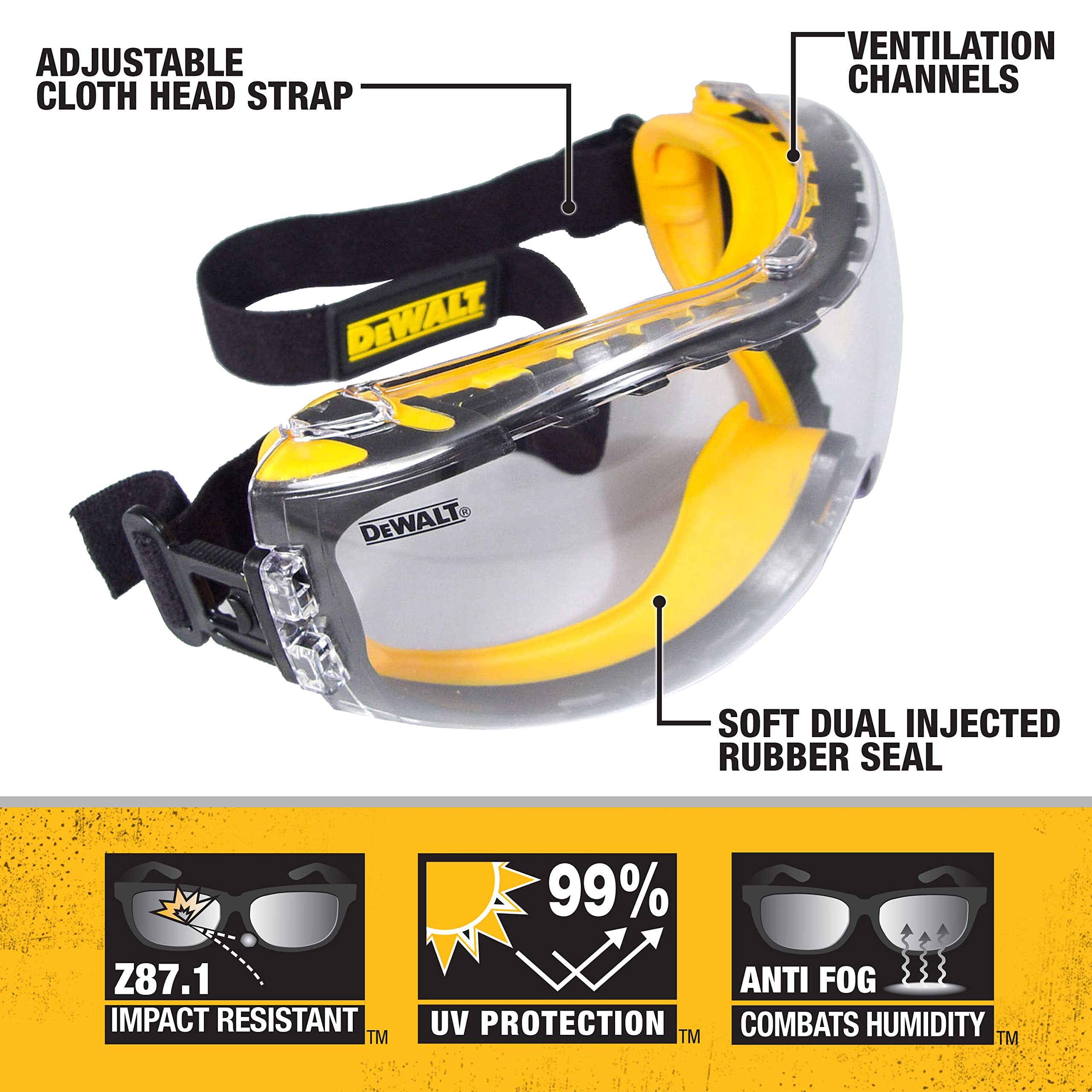 Foto 2 | Gafas De Seguridad Dewalt Dpg82-11, Corrector Transparente Antivaho - Venta Internacional.