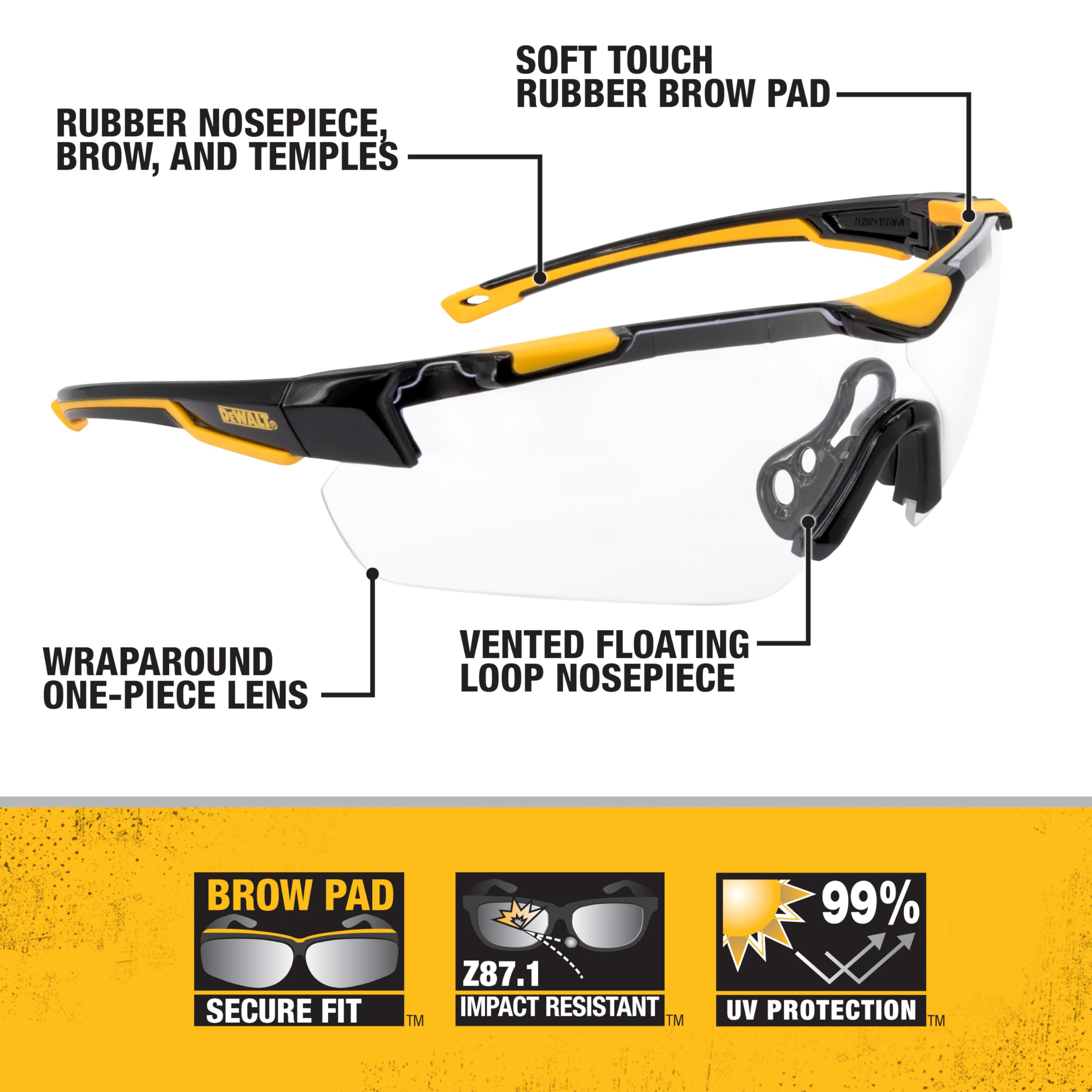 Foto 4 pulgar | Gafas Protectoras Dewalt Dpg110 Con Ribete Cincelado De Media Montura - Venta Internacional.