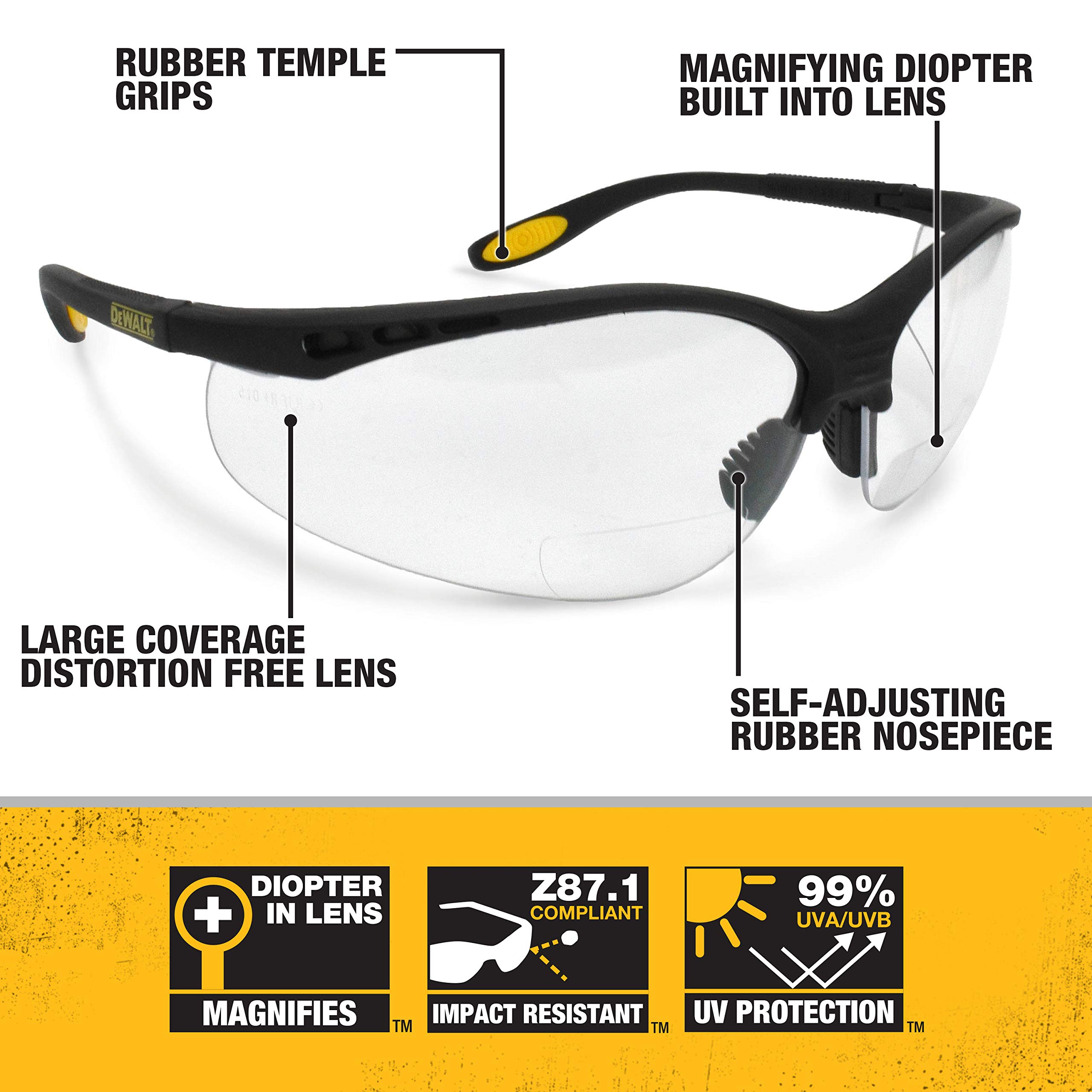 Foto 3 pulgar | Gafas De Seguridad Dewalt Dpg59-125c Reinforcer Rx-bifocal 2.5 - Venta Internacional.