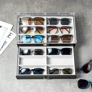 Foto 3 | Organizador De Gafas De Sol Procase, 12 Ranuras, Acrílico, Parte Superior Transparente, Negro - Venta Internacional.