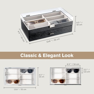 Foto 5 | Organizador De Gafas De Sol Procase, 12 Ranuras, Acrílico, Parte Superior Transparente, Negro - Venta Internacional.