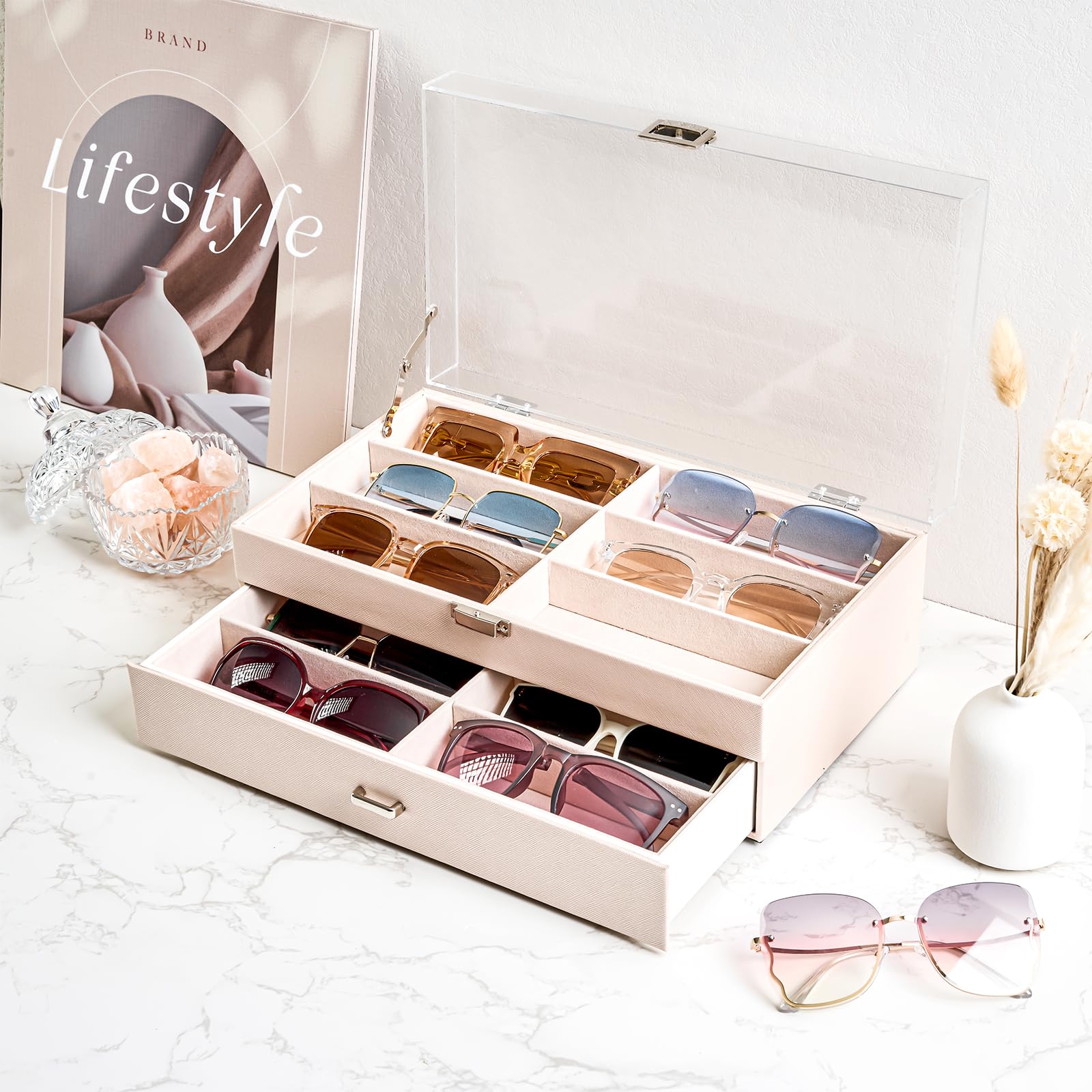 Foto 2 | Organizador De Gafas De Sol Procase Con 12 Ranuras, Superficie Acrílica Transparente - Venta Internacional.
