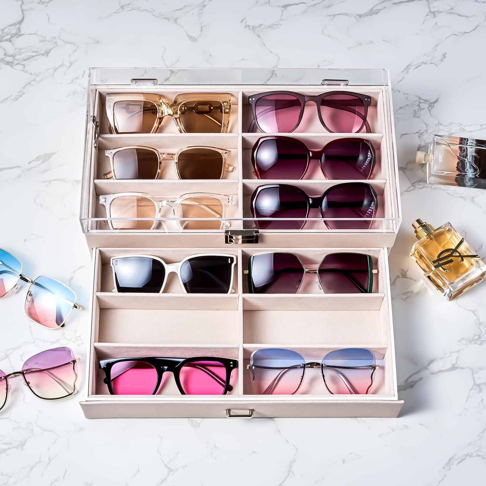 Foto 4 pulgar | Organizador De Gafas De Sol Procase Con 12 Ranuras, Superficie Acrílica Transparente - Venta Internacional.