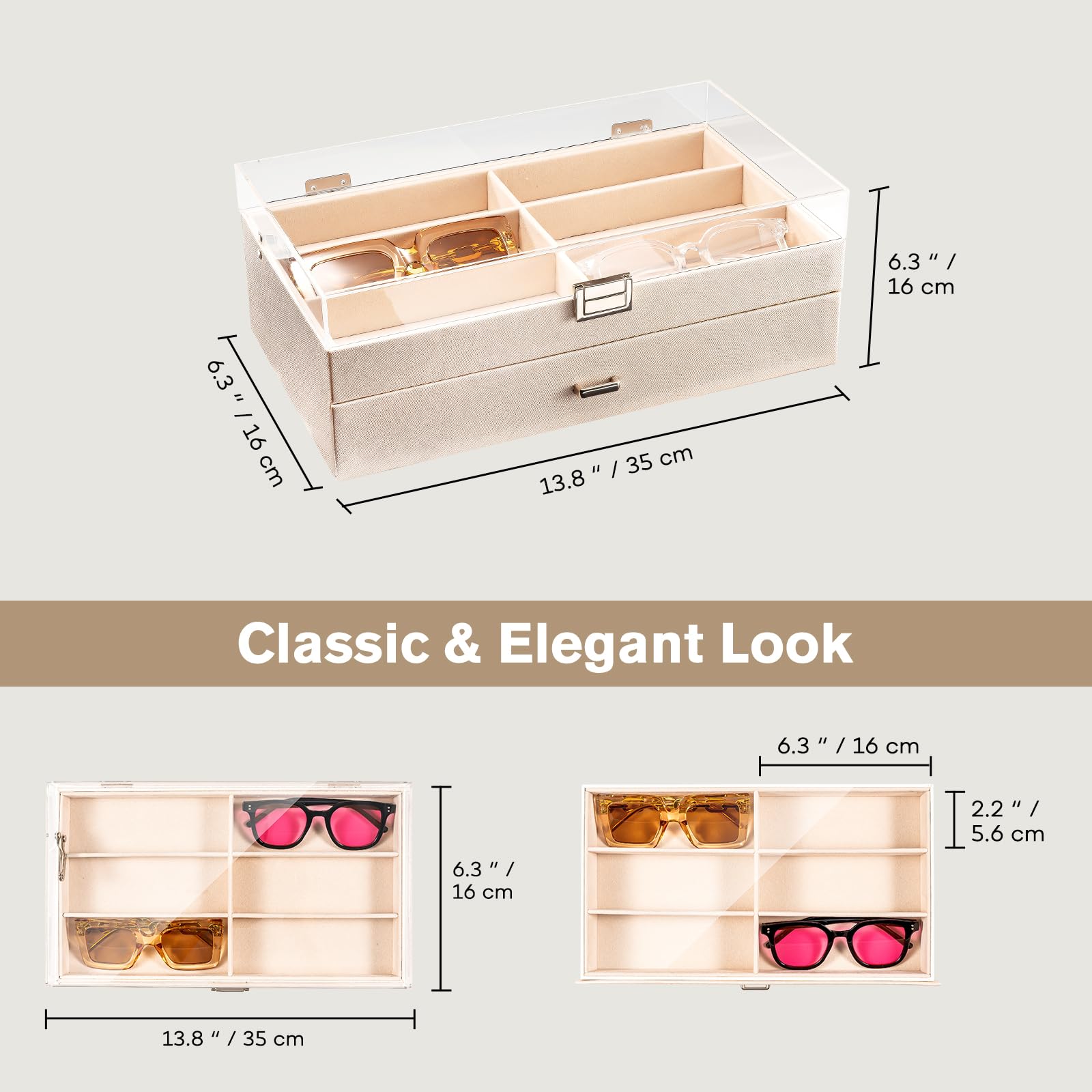 Foto 5 | Organizador De Gafas De Sol Procase Con 12 Ranuras, Superficie Acrílica Transparente - Venta Internacional.
