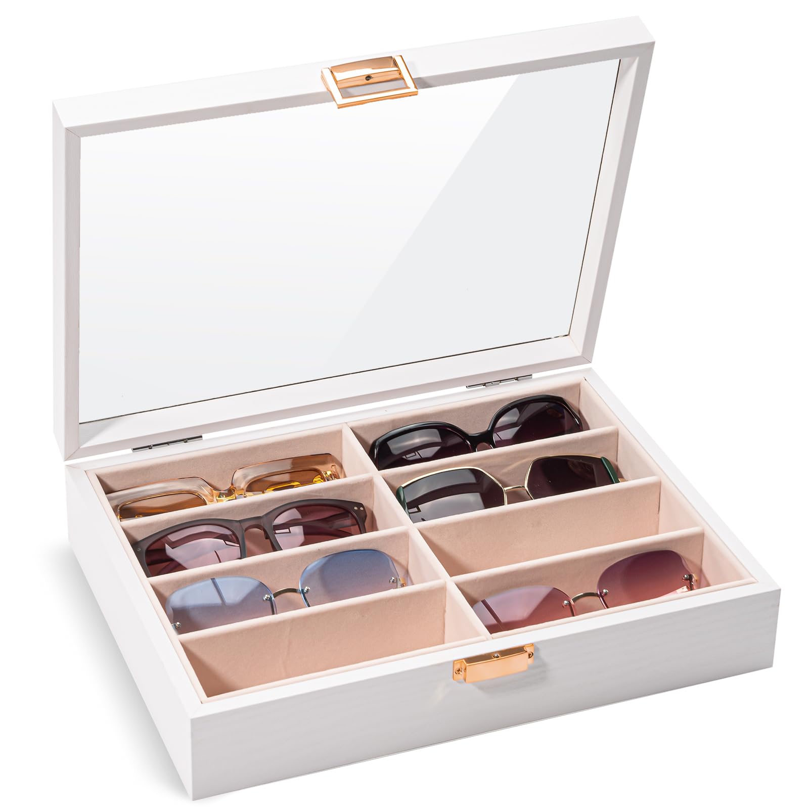 Foto 1 | Organizador De Gafas De Sol Procase De Madera Con 8 Compartimentos, Color Blanco - Venta Internacional.