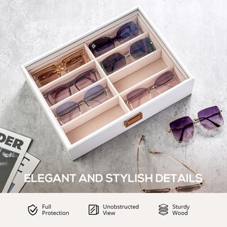 Foto 4 | Organizador De Gafas De Sol Procase De Madera Con 8 Compartimentos, Color Blanco - Venta Internacional.