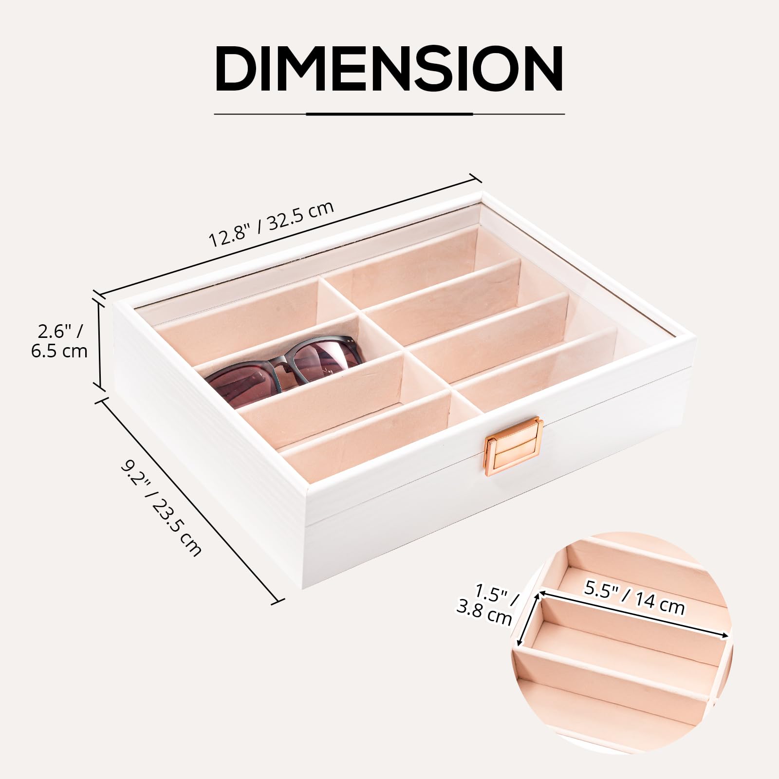 Foto 6 | Organizador De Gafas De Sol Procase De Madera Con 8 Compartimentos, Color Blanco - Venta Internacional.
