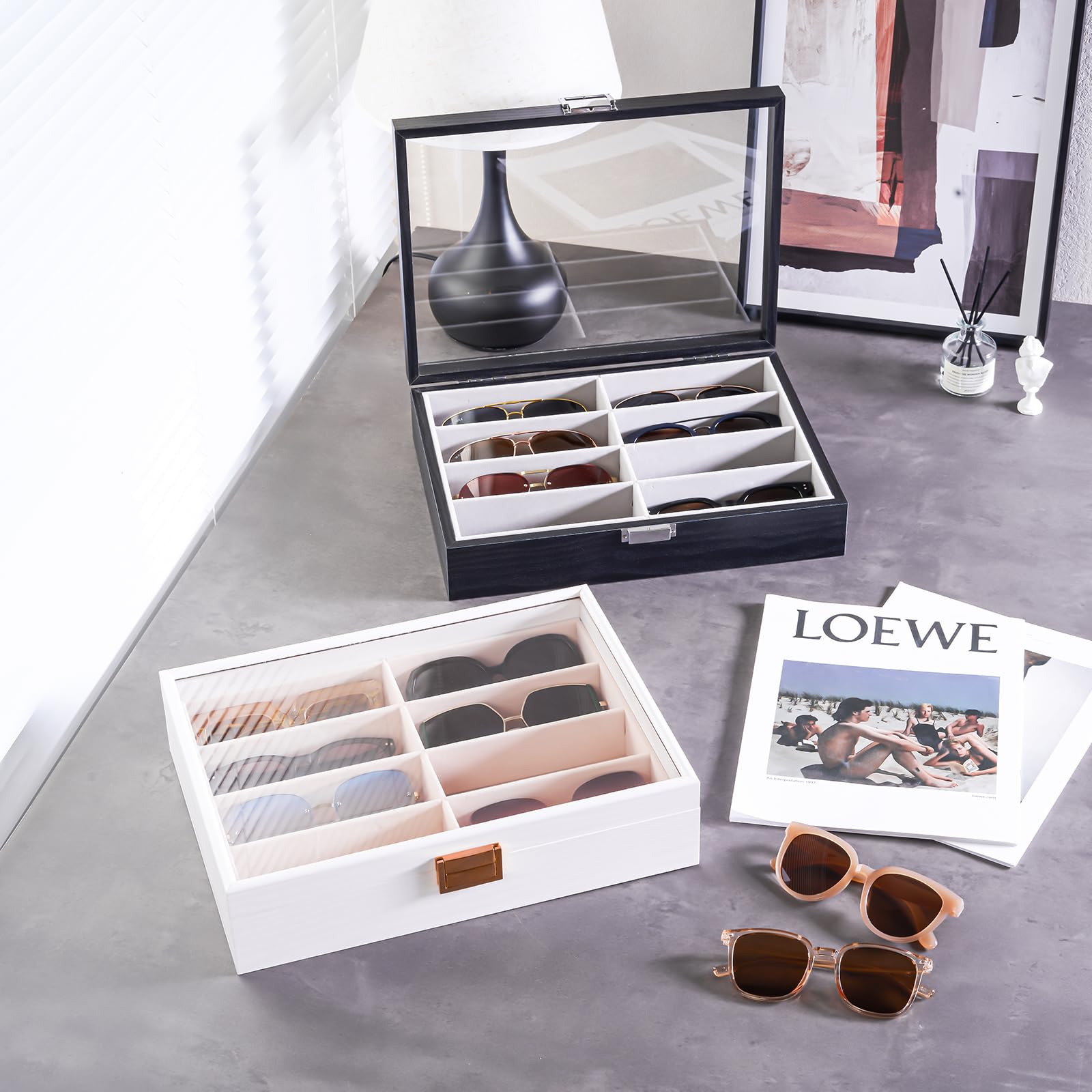 Foto 7 | Organizador De Gafas De Sol Procase De Madera Con 8 Compartimentos, Color Blanco - Venta Internacional.