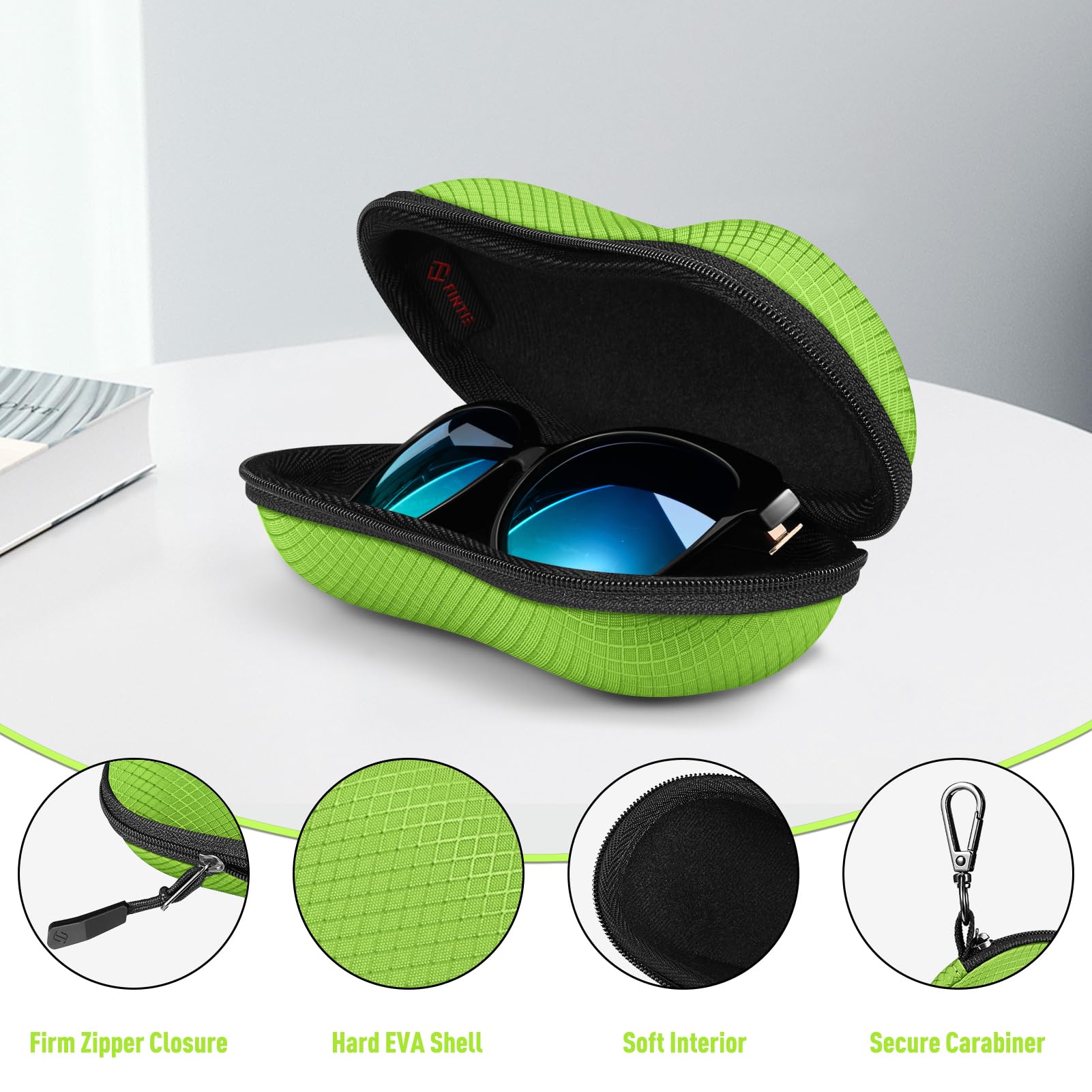 Foto 5 pulgar | Funda Para Gafas De Sol Fintie, Carcasa Dura De Eva, A Prueba De Golpes, Color Gris Esmeralda - Venta Internacional.