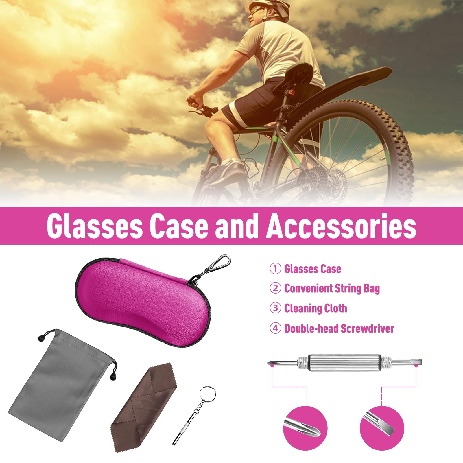 Foto 2 | Funda Para Gafas De Sol Fintie Hard Eva Shell A Prueba De Golpes, Magenta - Venta Internacional.