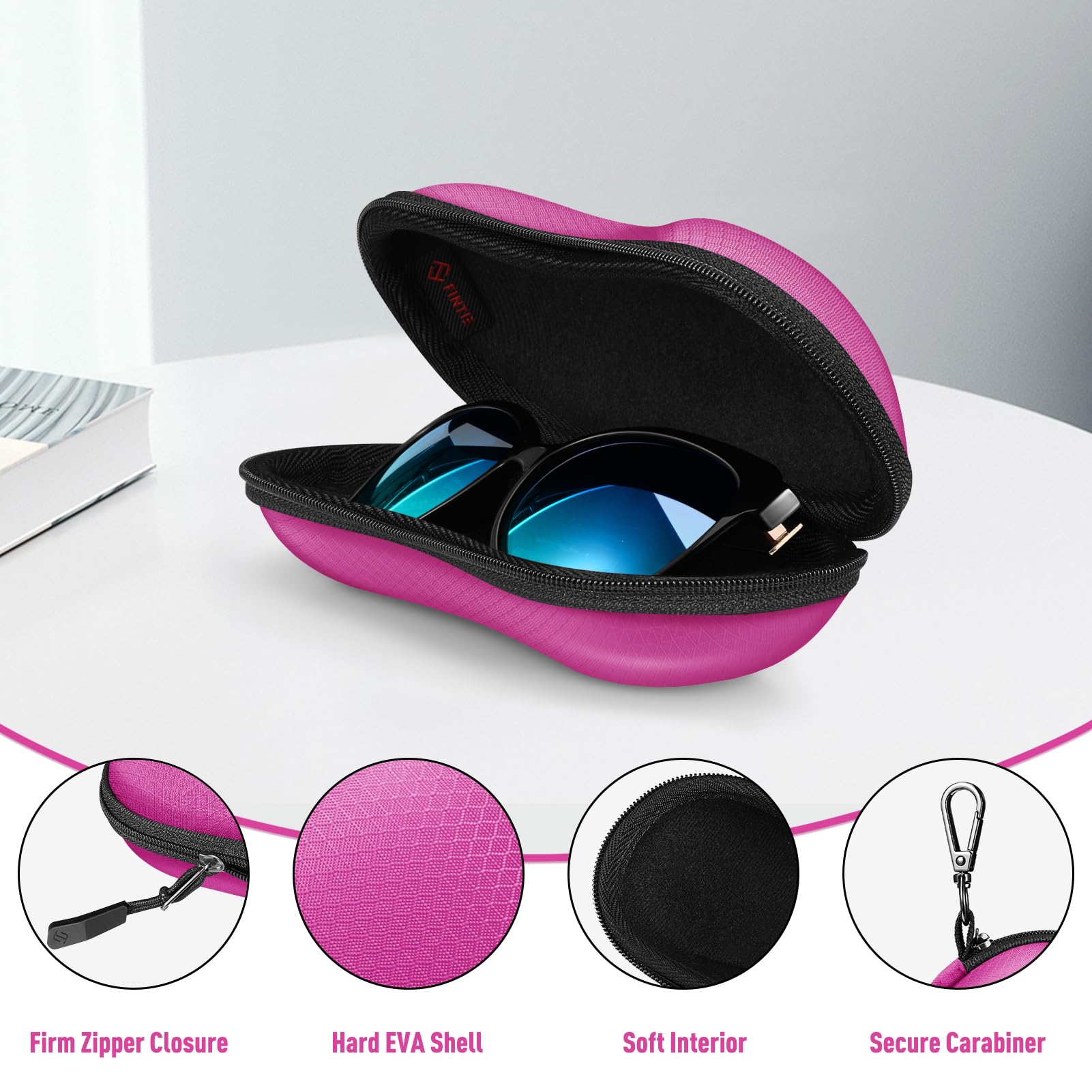 Foto 5 pulgar | Funda Para Gafas De Sol Fintie Hard Eva Shell A Prueba De Golpes, Magenta - Venta Internacional.