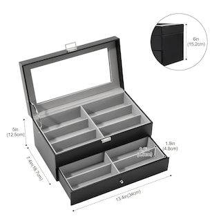 Foto 5 | Organizador De Gafas De Sol Procase, 12 Ranuras, 2 Capas, Piel Negra - Venta Internacional.