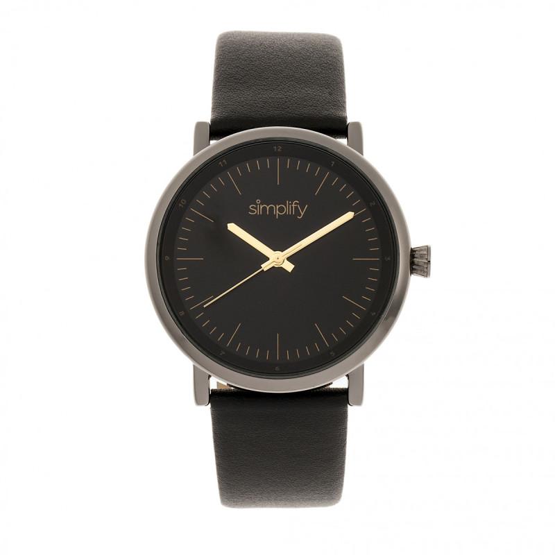 Foto 2 pulgar | Reloj Simplify The 5000 - Correa De Piel Negra Y Azul Para Hombre