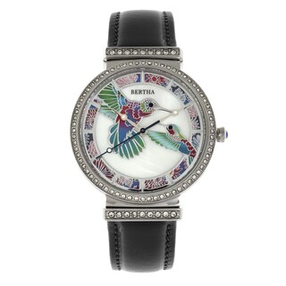Foto 1 | Reloj Bertha Courtney Con Esfera De Ópalo Y Correa De Piel Color Rosa Intenso