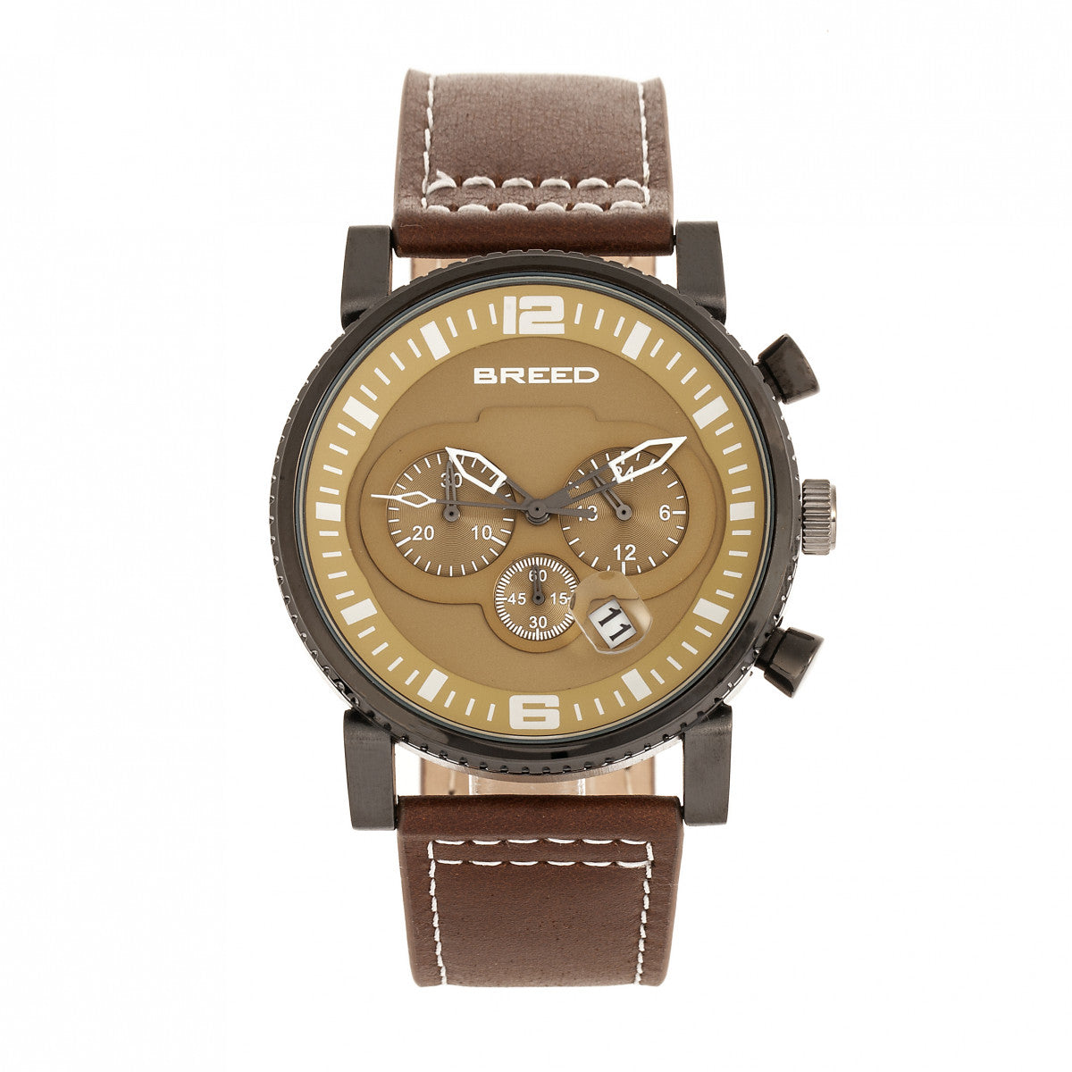 Foto 2 pulgar | Reloj Breed Ryker Chronograph  Correa De Piel Con Fecha  Color Camel/bronce