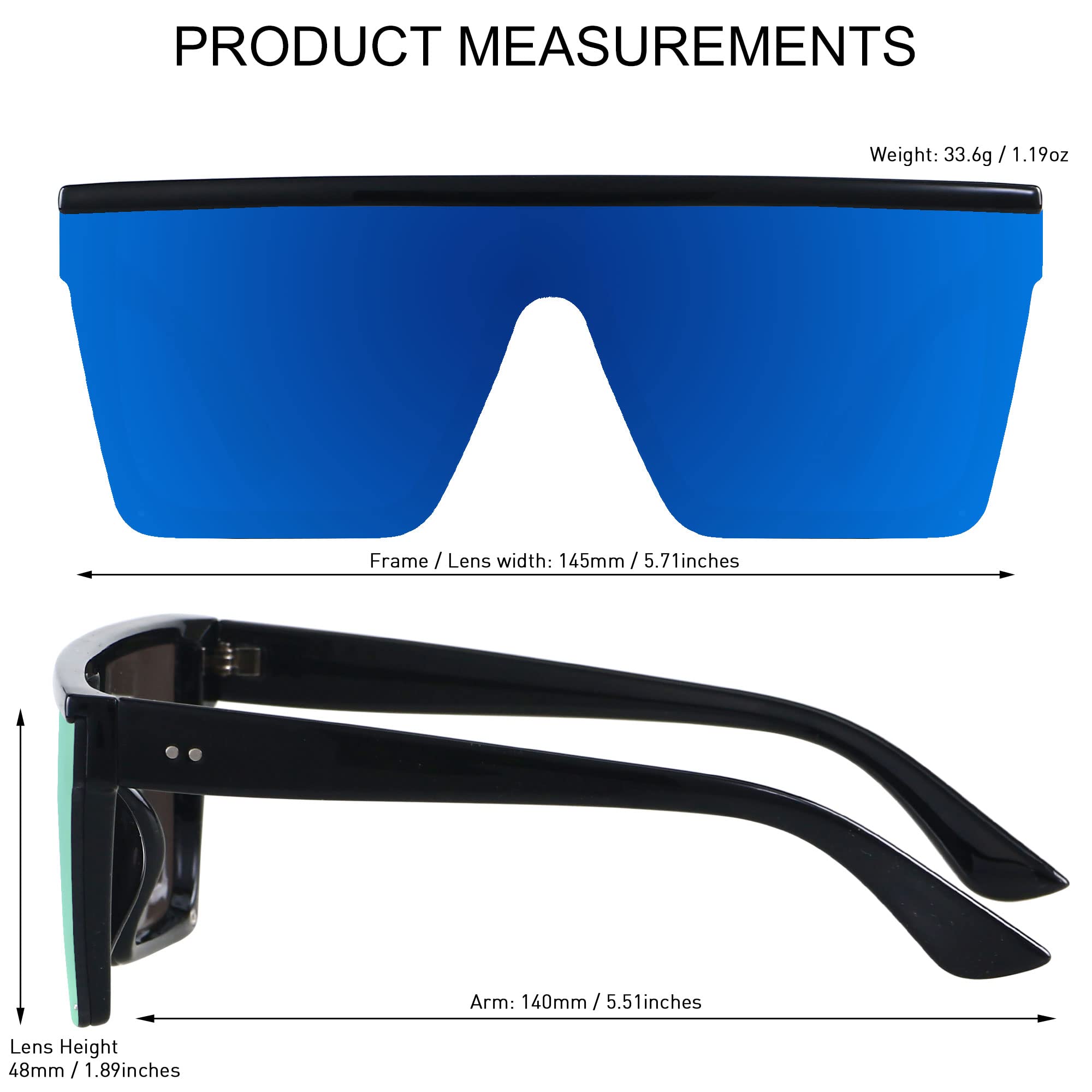 Foto 4 | Gafas De Sol Lyzoit Cuadradas De Gran Tamaño Para Mujer Y Hombre  Uv400  Azul Y Verde - Venta Internacional.