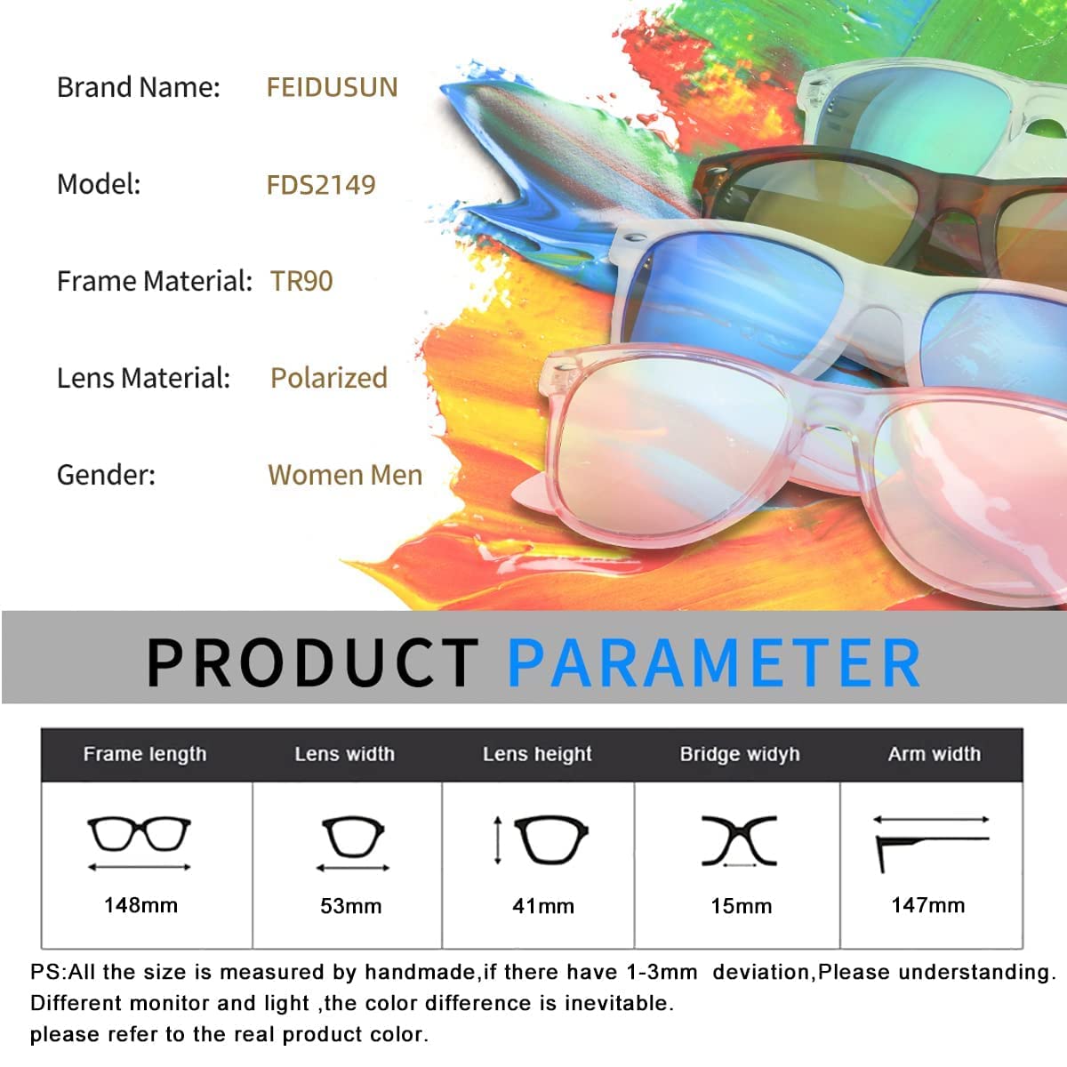 Foto 4 pulgar | Gafas De Sol Feidusun Polarizadas Para Hombre Y Mujer  Negras - Venta Internacional.