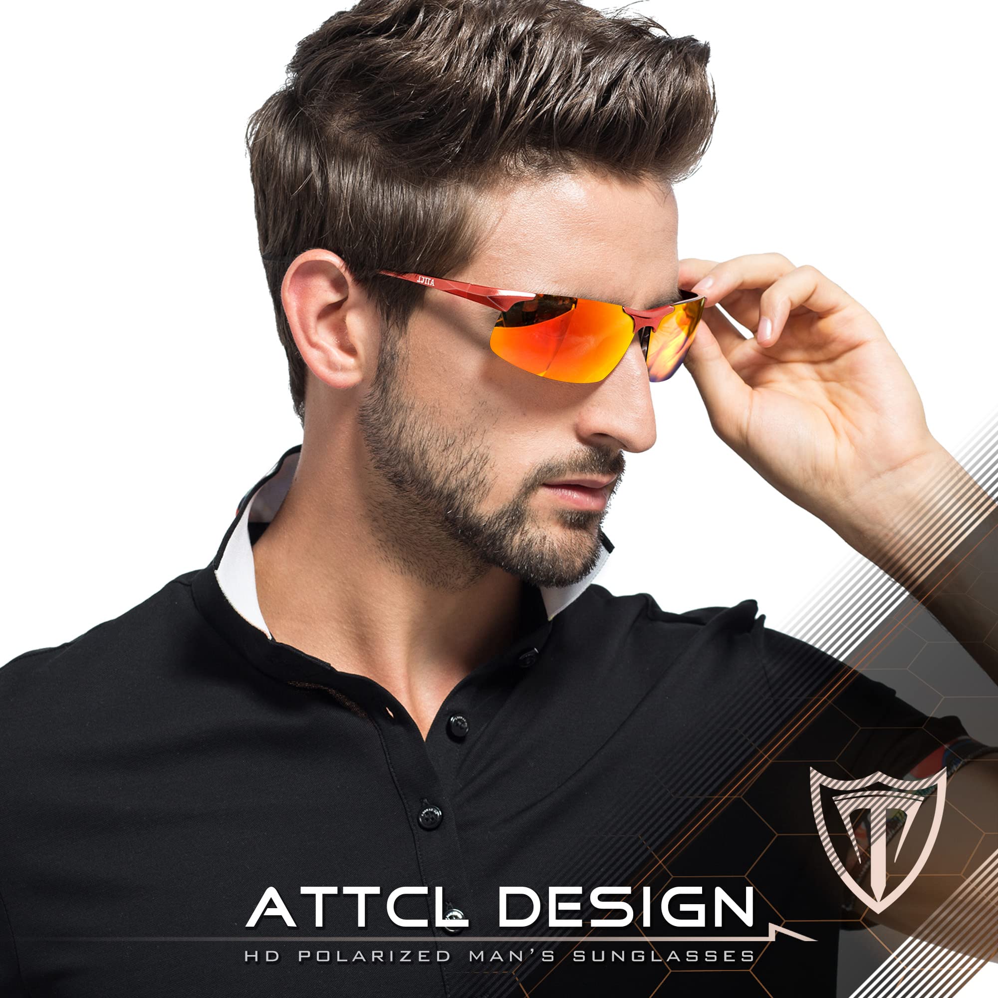 Foto 3 pulgar | Gafas De Sol Attcl Fashion Sports Polarizadas Para Hombre 8177 Naranja-rojo - Venta Internacional.