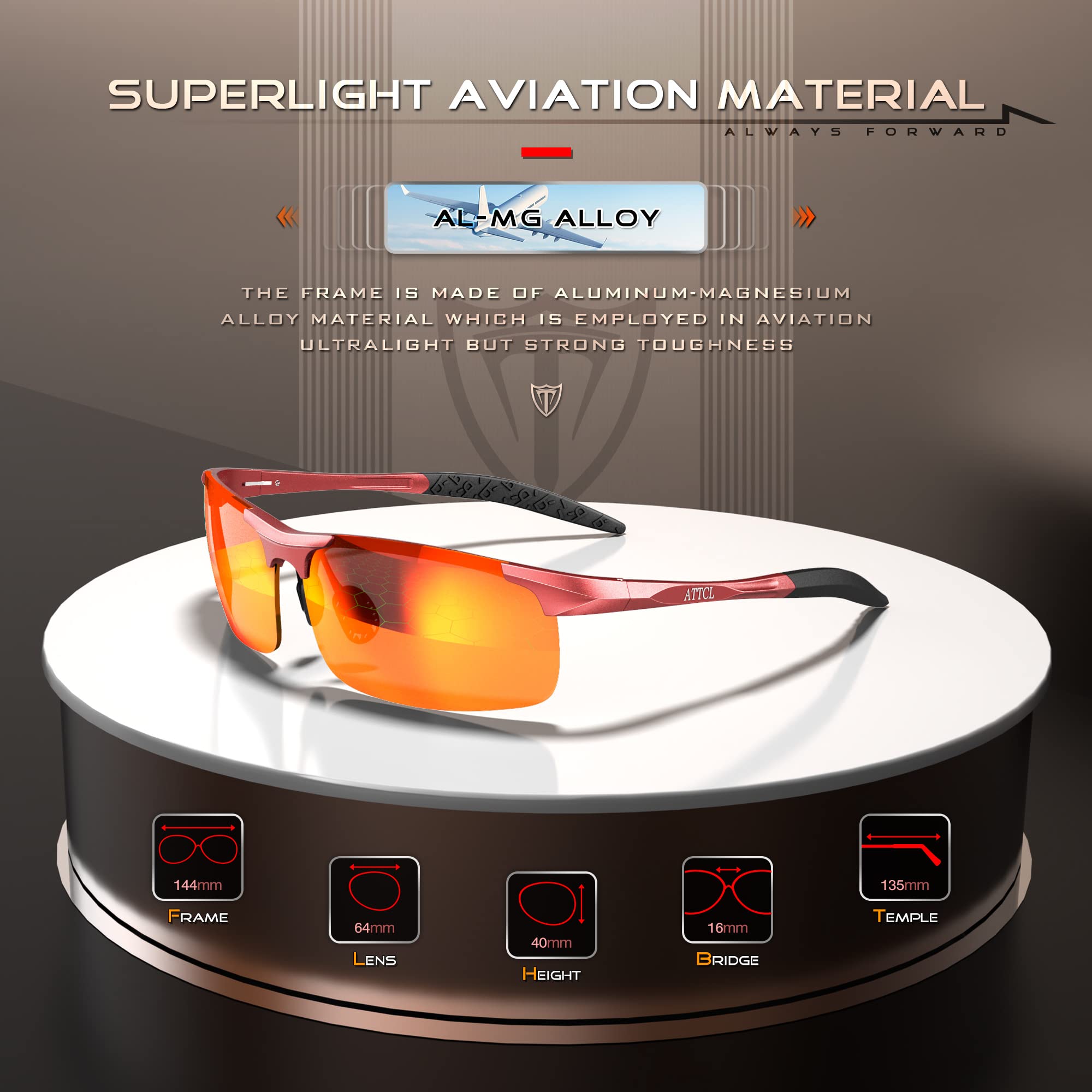 Foto 4 pulgar | Gafas De Sol Attcl Fashion Sports Polarizadas Para Hombre 8177 Naranja-rojo - Venta Internacional.