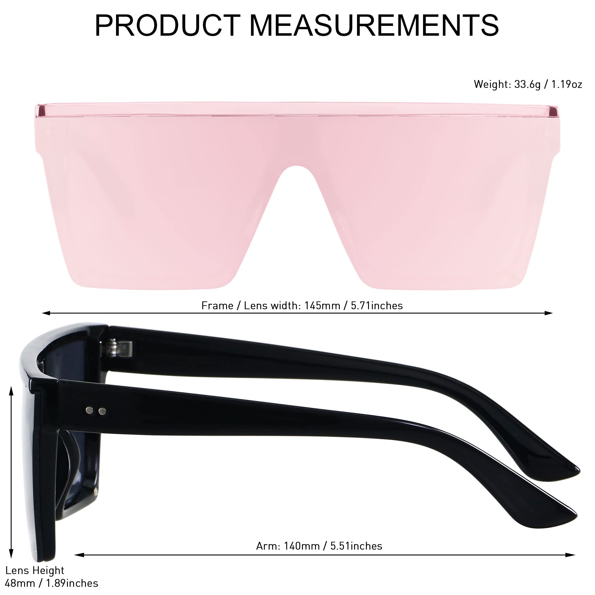 Foto 4 | Gafas De Sol Lyzoit Cuadradas De Gran Tamaño Con Protección Uv400 Negras - Venta Internacional.