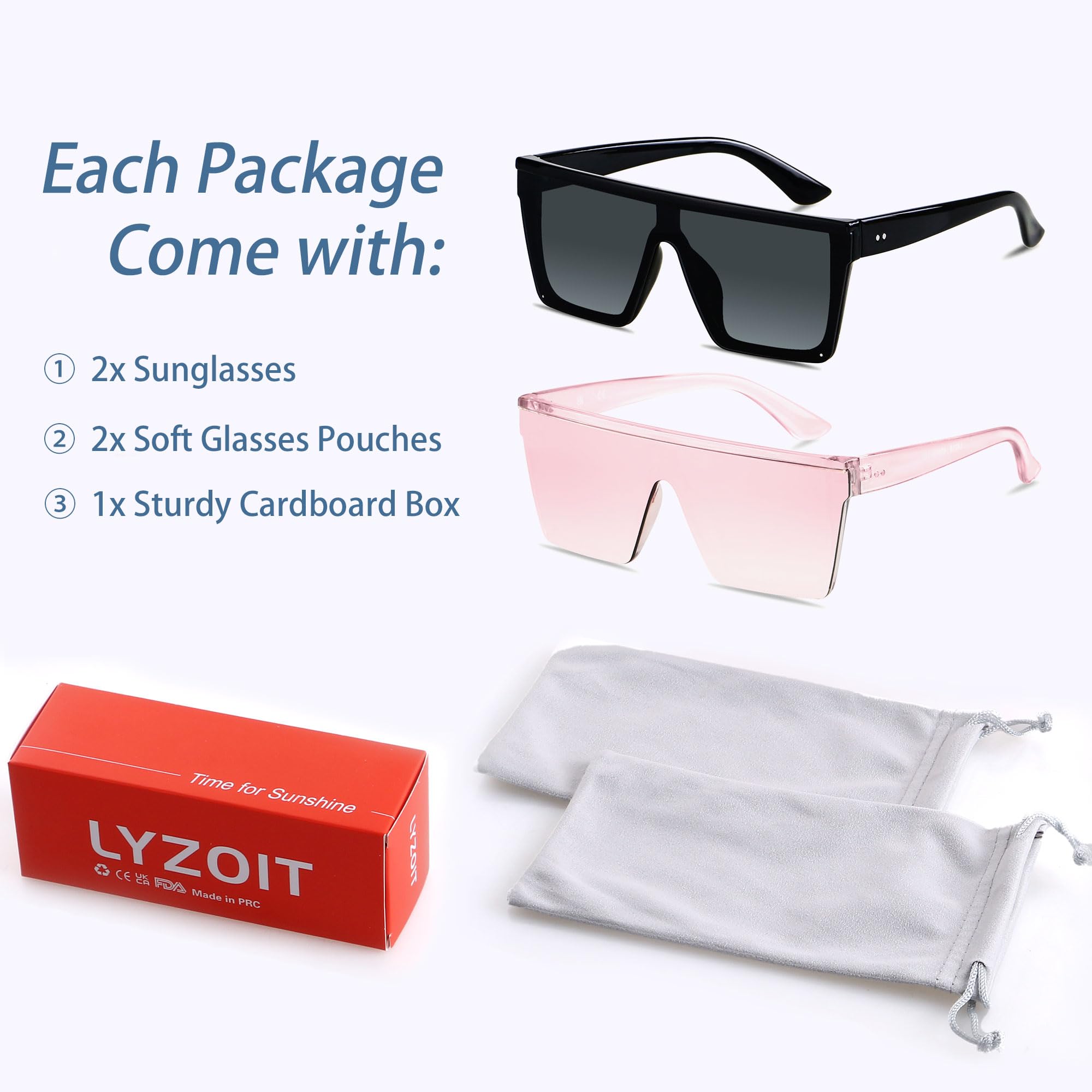 Foto 7 pulgar | Gafas De Sol Lyzoit Cuadradas De Gran Tamaño Con Protección Uv400 Negras - Venta Internacional.