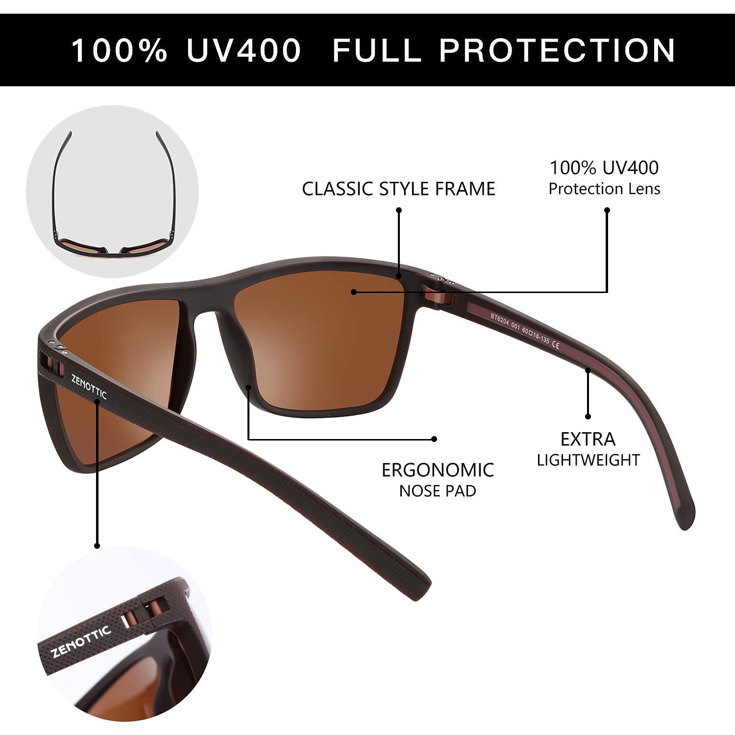 Foto 5 pulgar | Gafas De Sol Zenottic Polarized Tr90 Frame Uv400 Para Hombre - Venta Internacional.