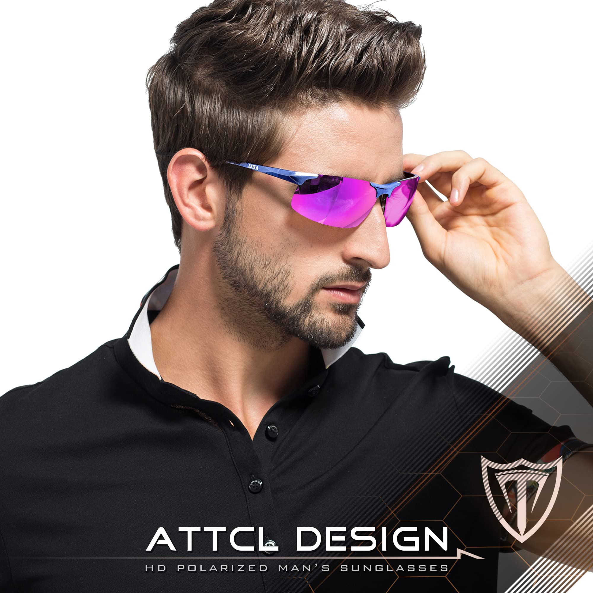 Foto 3 pulgar | Gafas De Sol Attcl Fashion Sports Polarizadas Para Hombre 8177azul-purple - Venta Internacional.
