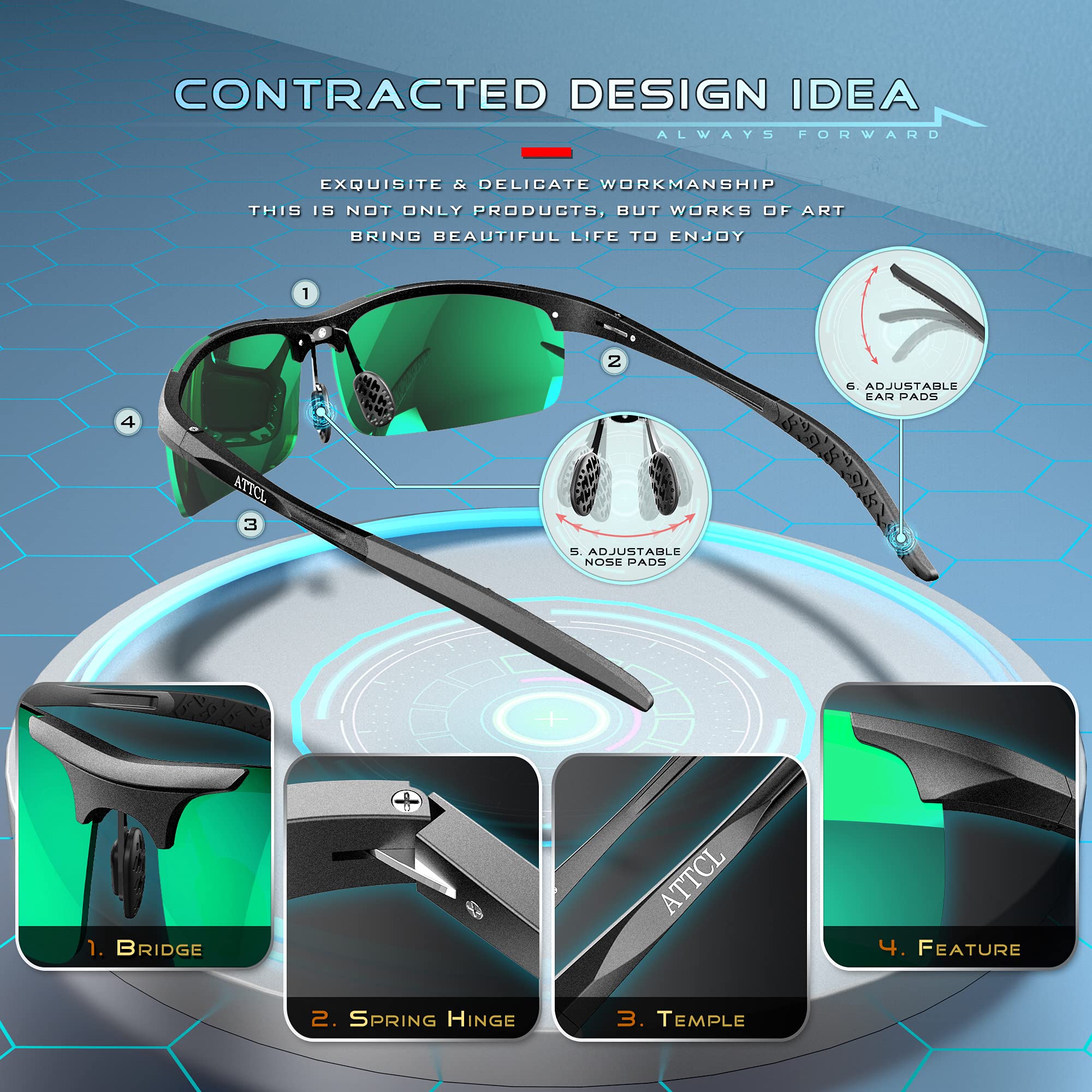 Foto 5 pulgar | Gafas De Sol Attcl Fashion Sports Polarizadas Para Hombre (8177 Green) - Venta Internacional.