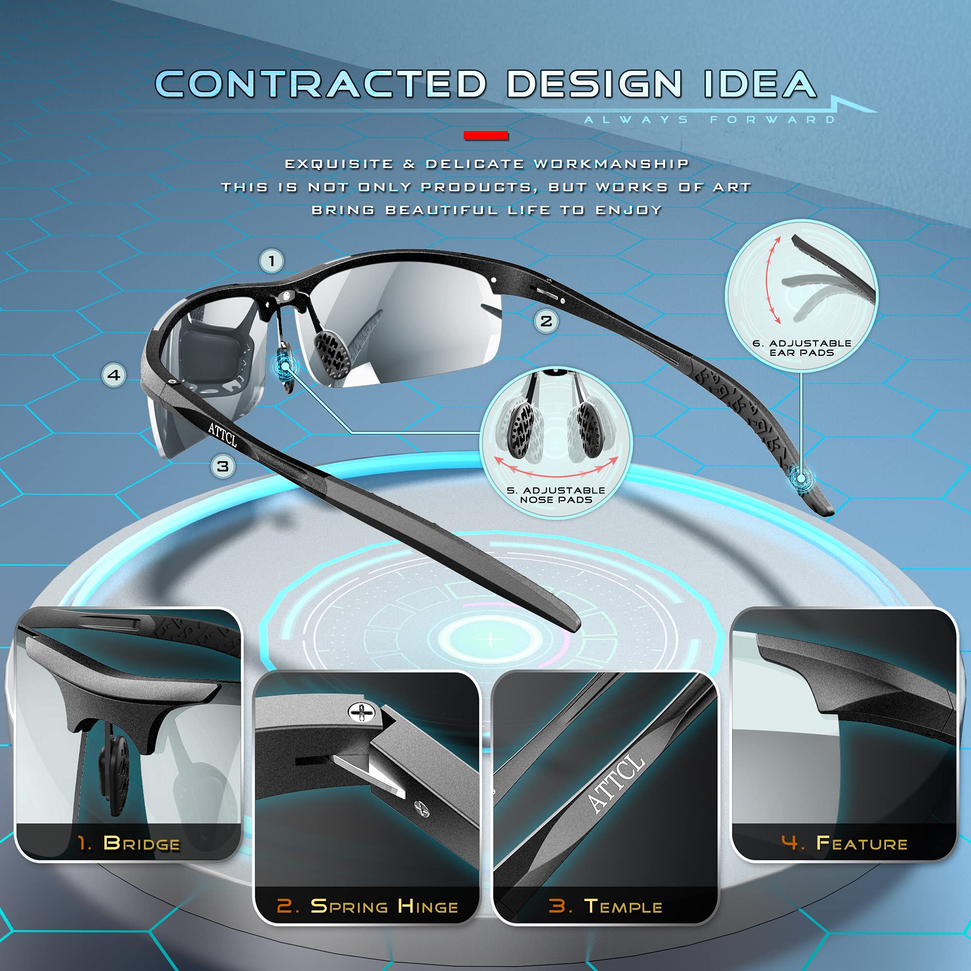 Foto 5 pulgar | Gafas De Sol Attcl Para Hombre  Moda  Conducción  Polarizadas  Deportivas - Venta Internacional.